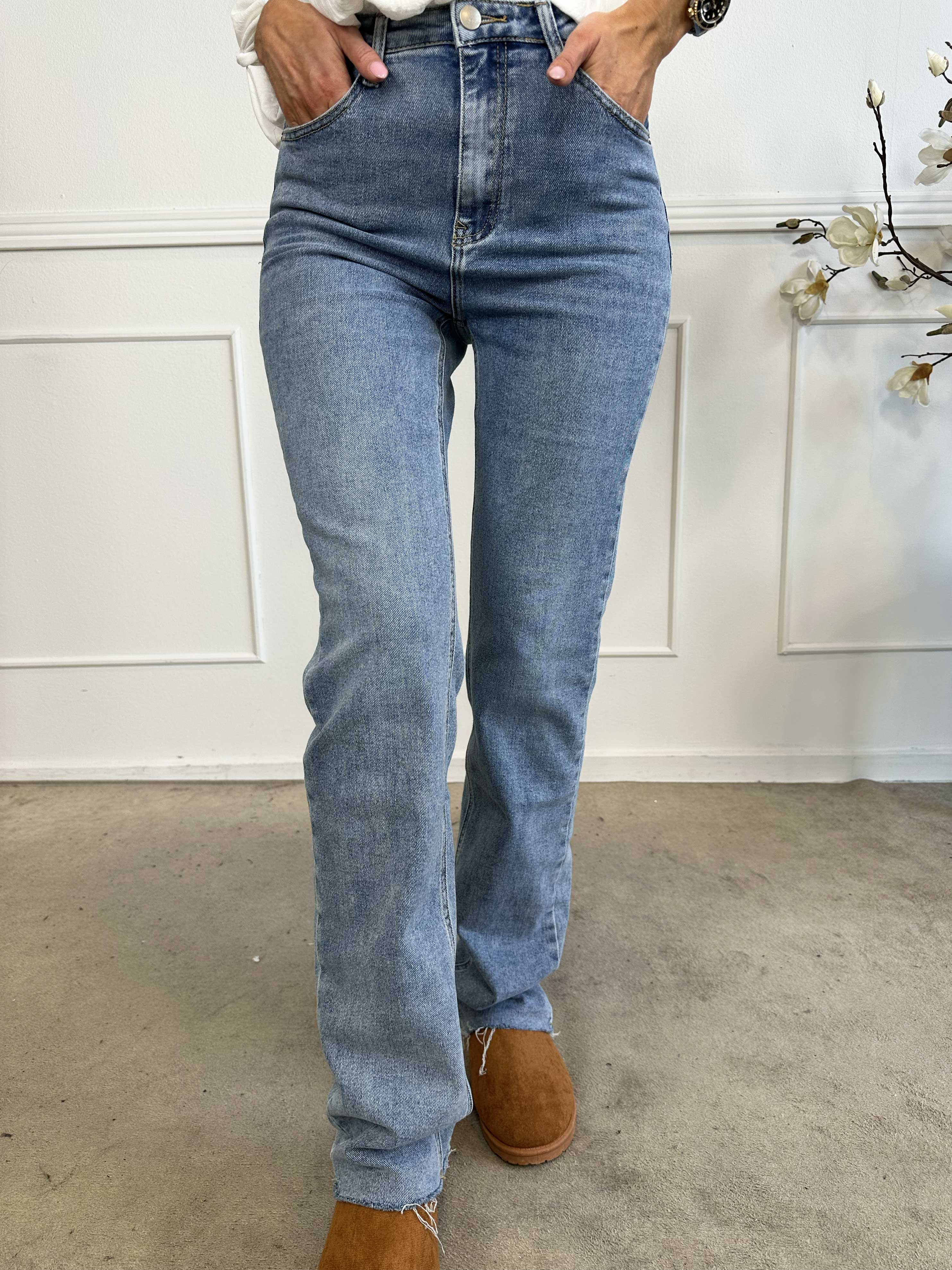 Simona - Extra långa jeans med hög midja och stretch