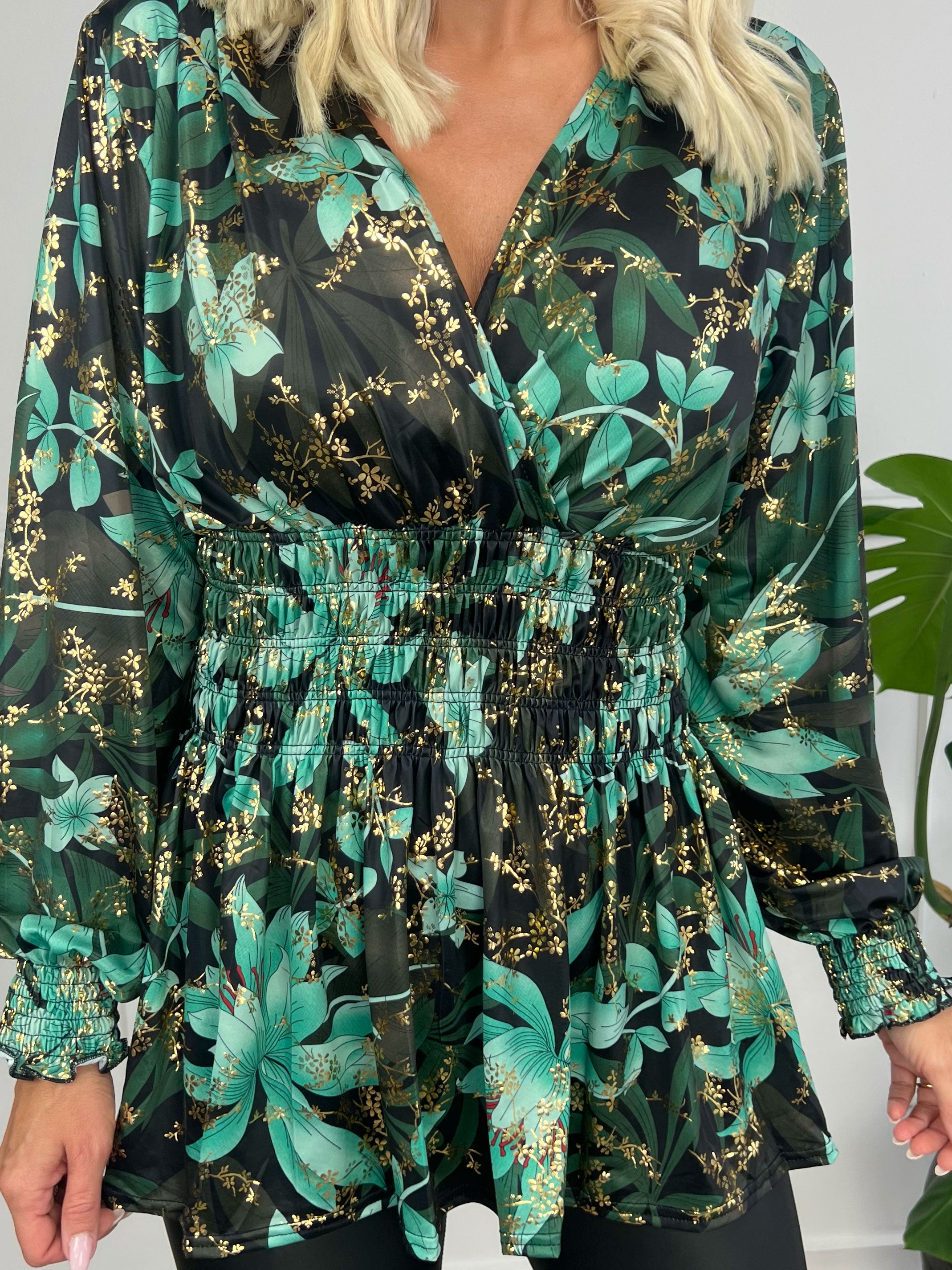 Pams Shirt L/S - Elastisk plus size blus i skrynkelfritt material