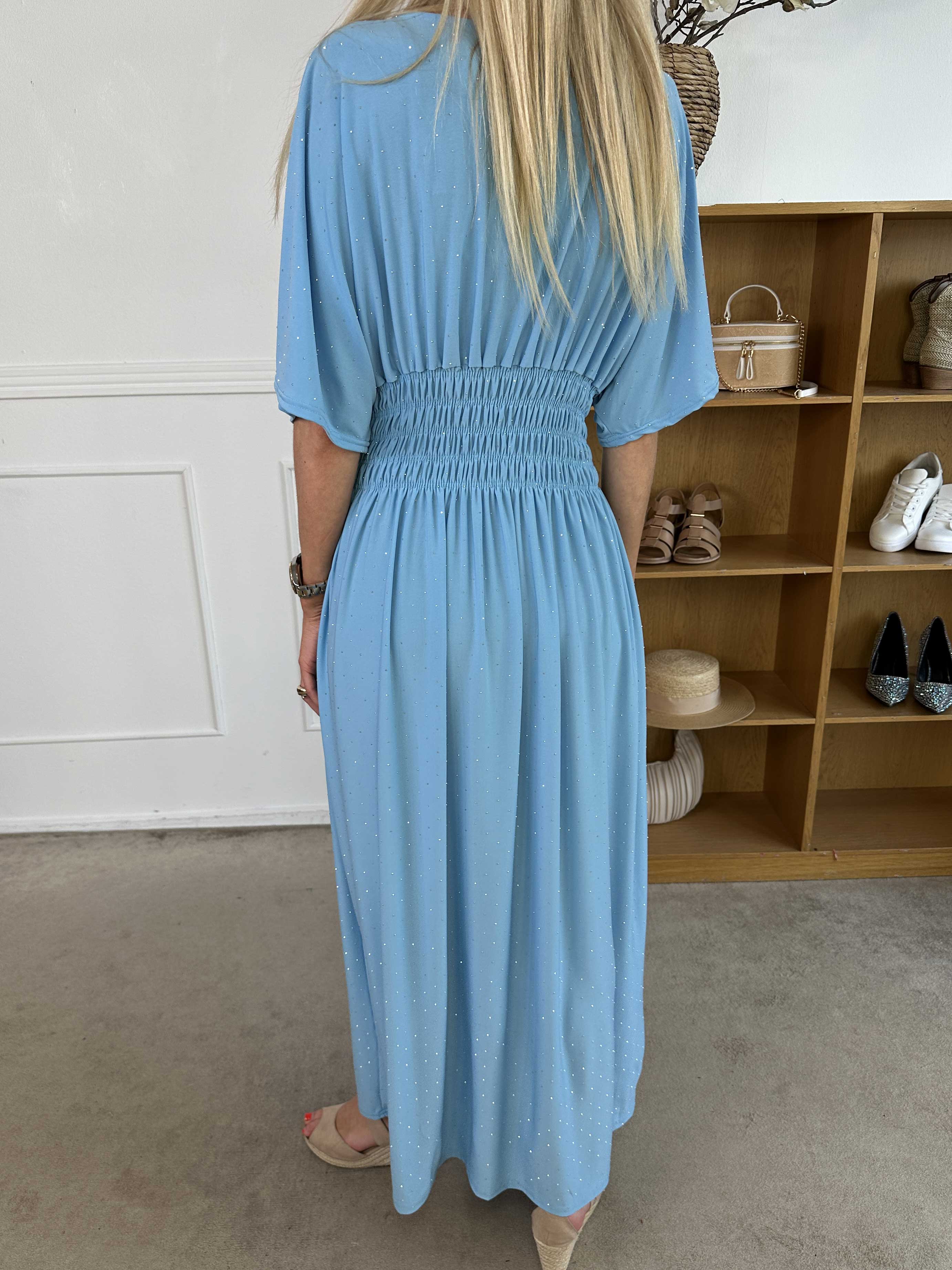 Pams Crystal - Lång plus size stretchklänning med strass