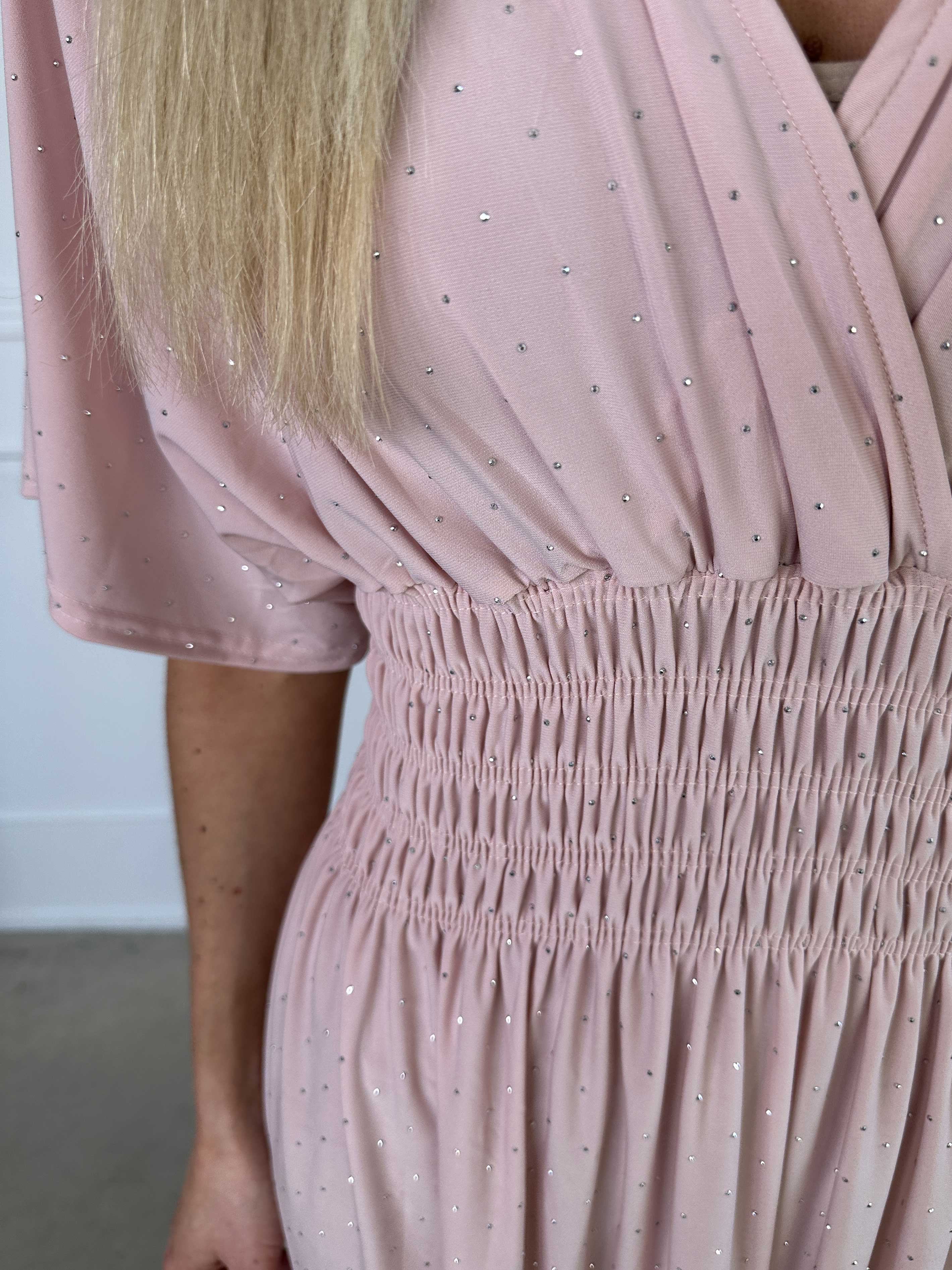 Pams Crystal - Lång plus size stretchklänning med strass