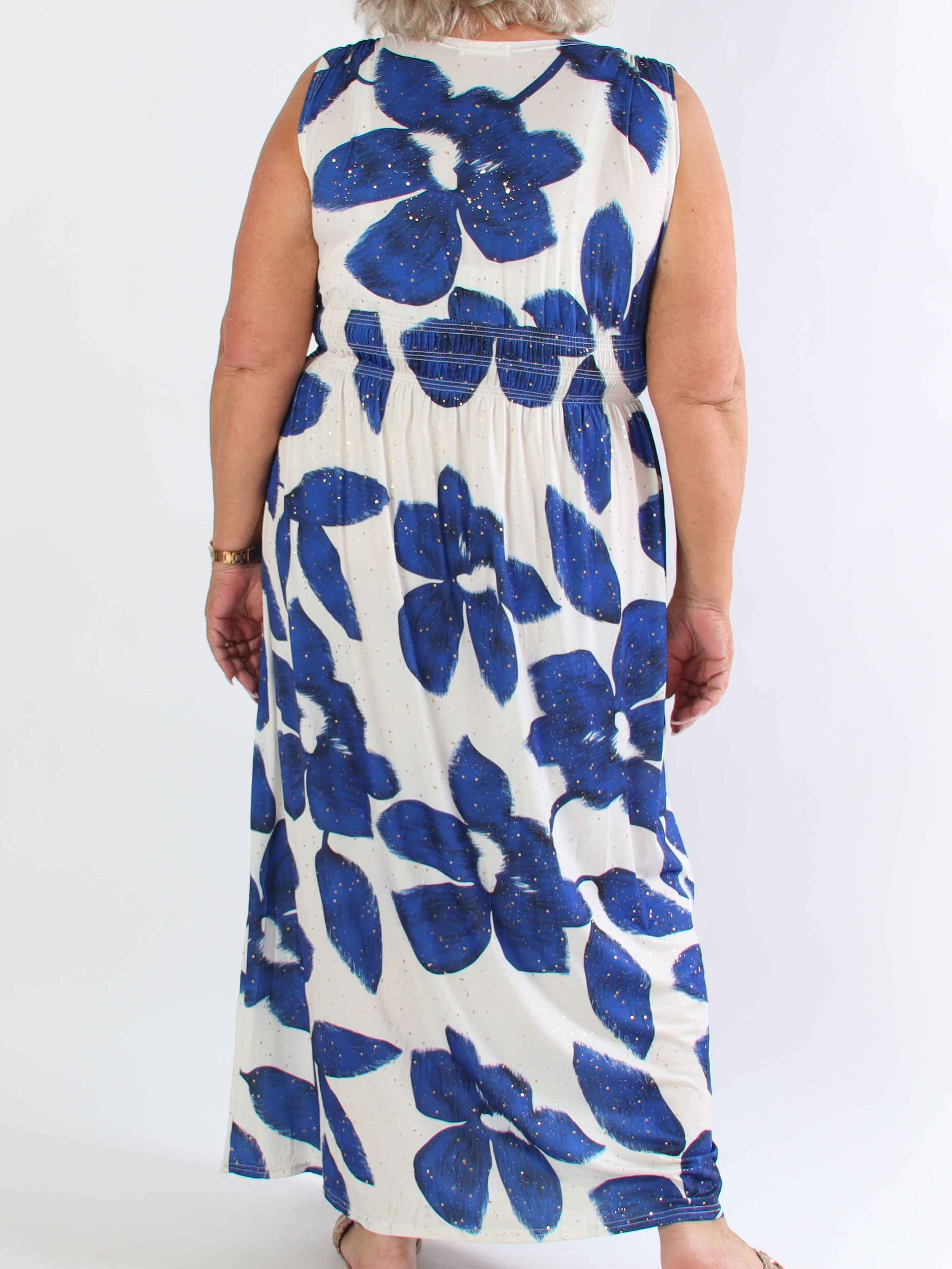 Pams Art Flower Sleeveless - Elastisk plus size klänning med stora blomstermotiv