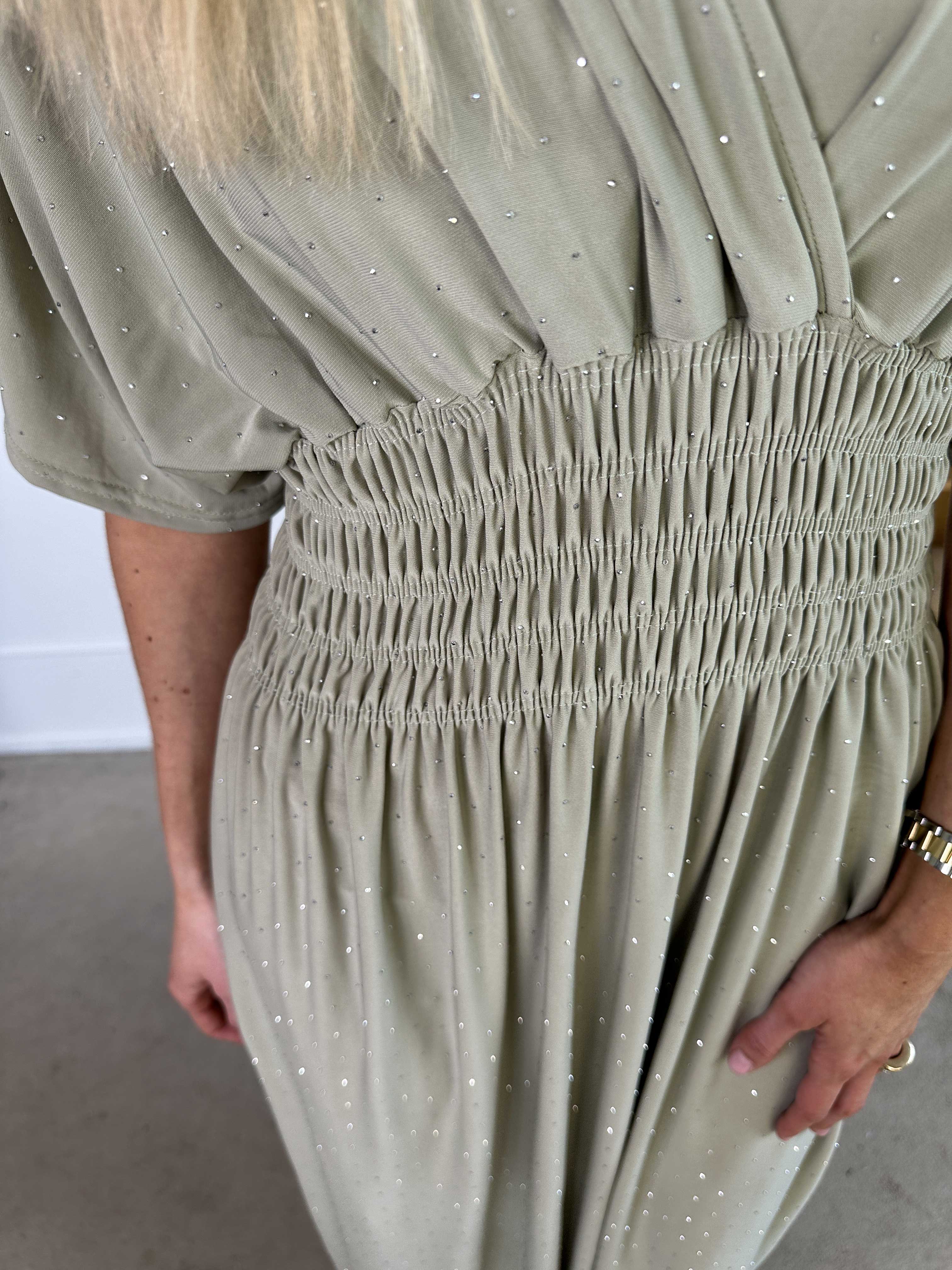 Pams Crystal - Lång plus size stretchklänning med strass