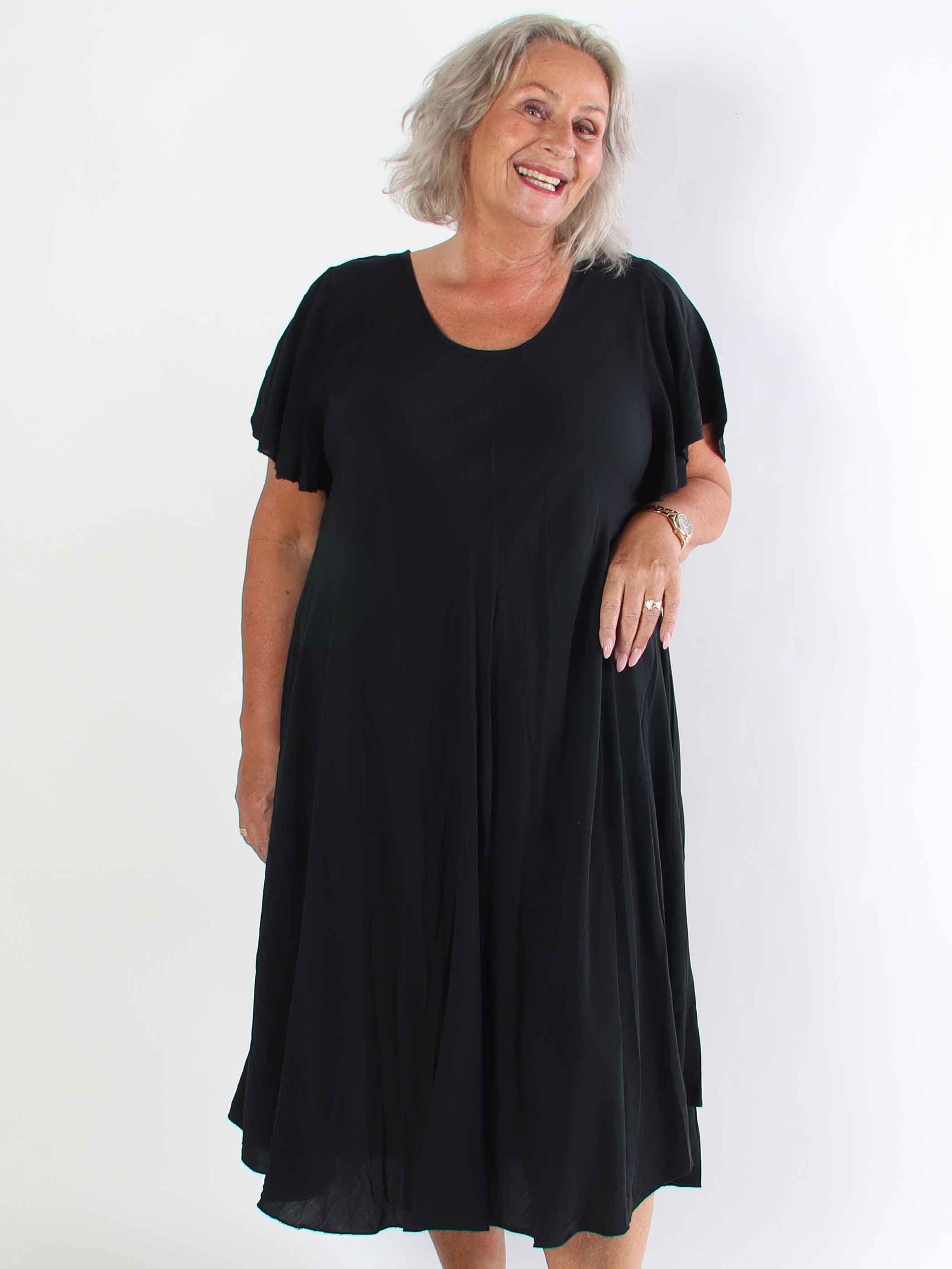 Laneira - Lång plus size klänning i viskos och A-form