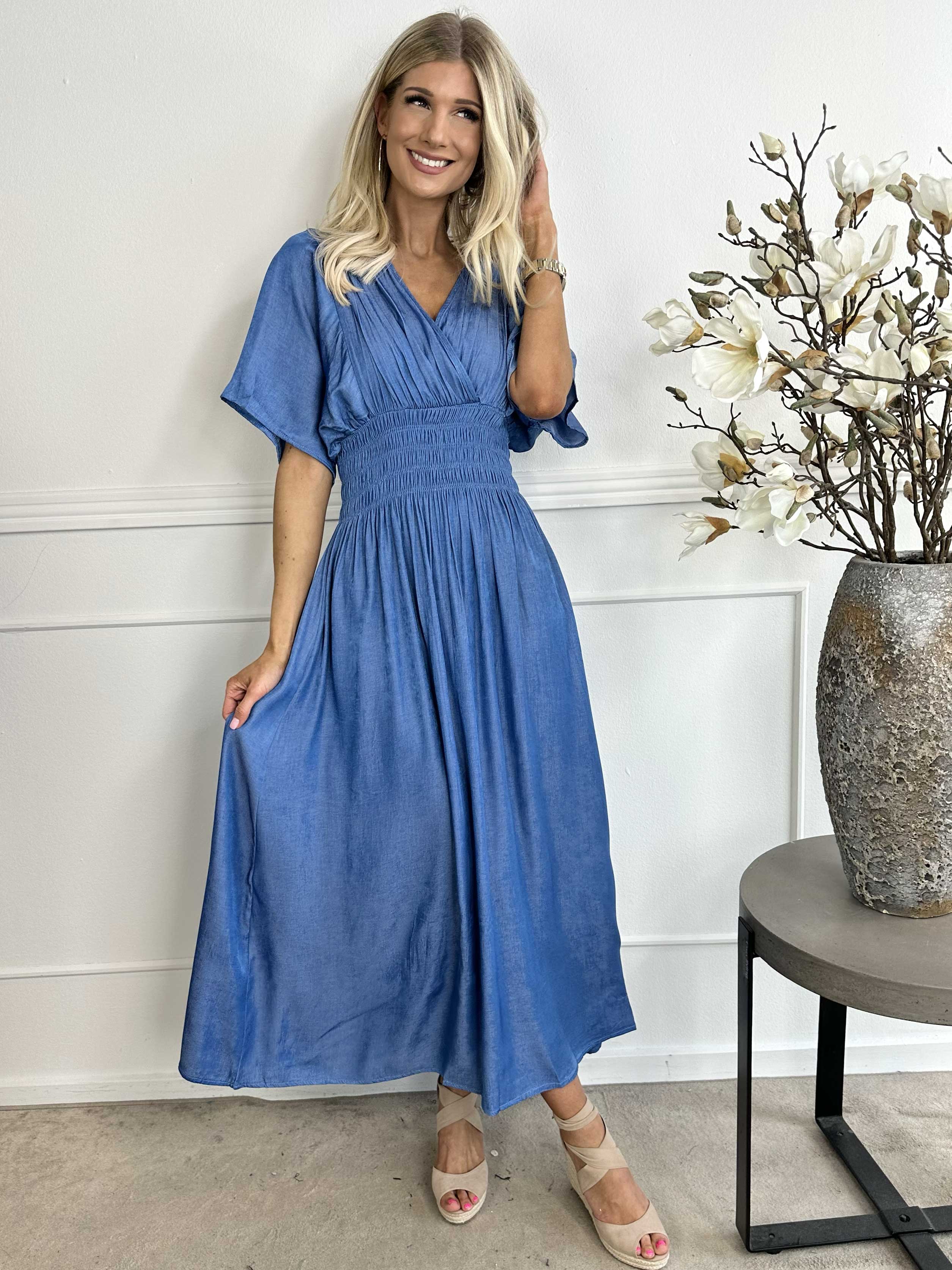 Pams Denim - Långklänning med smock under bysten