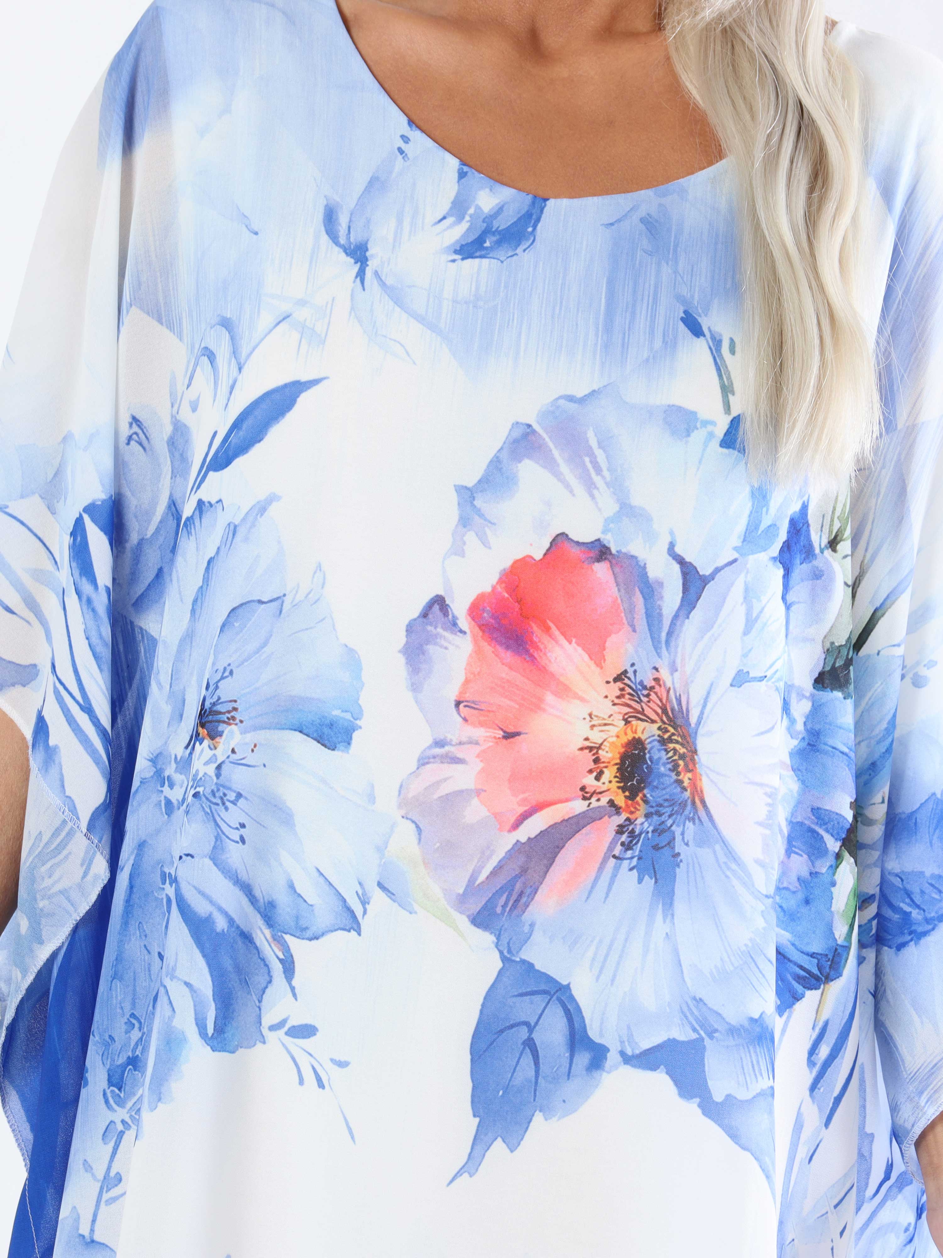 Senja - Plus size-klänning i chiffong och underkjol i viskos