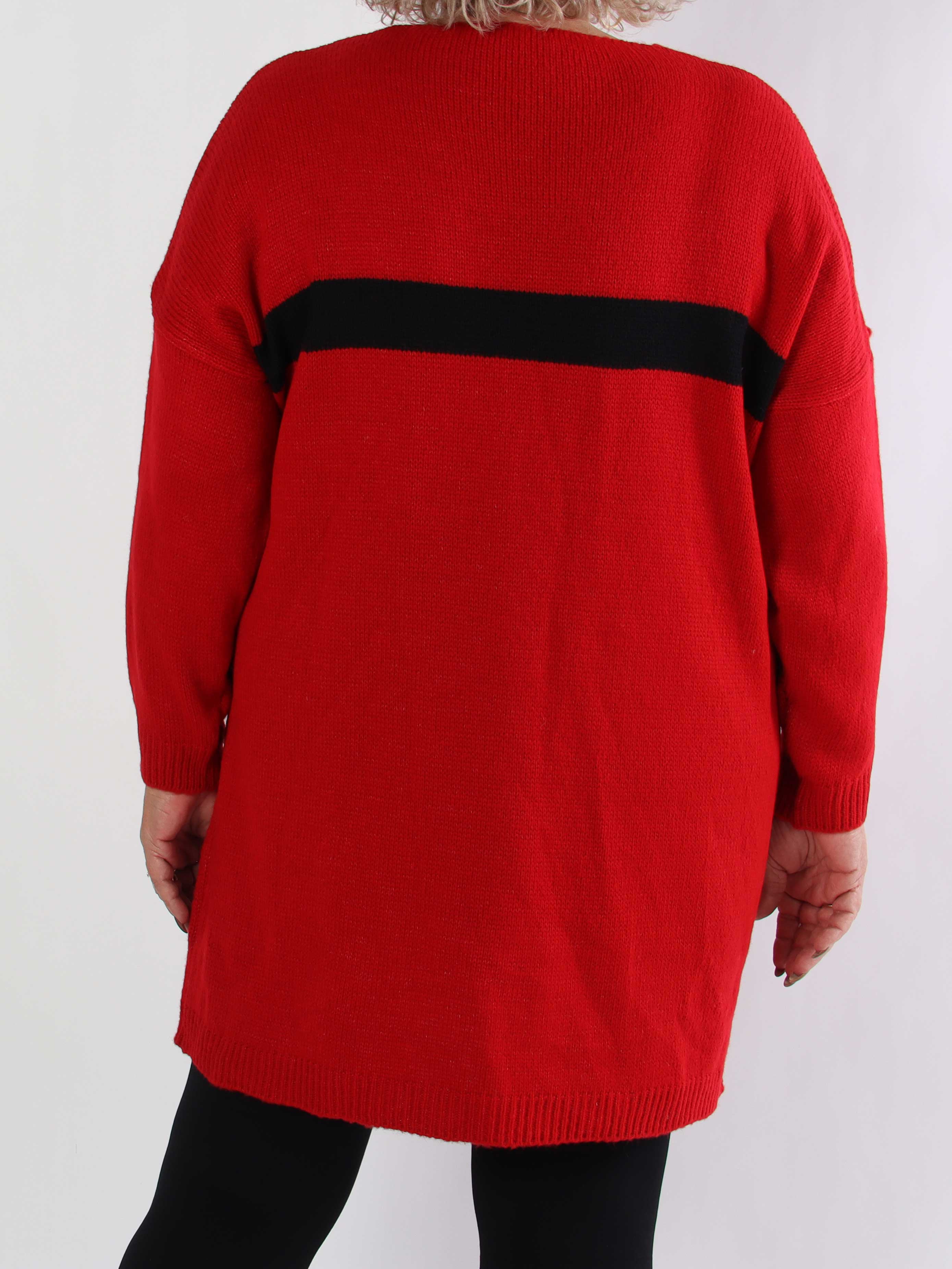 Berra - Stickad plus size klänning med band och rosett