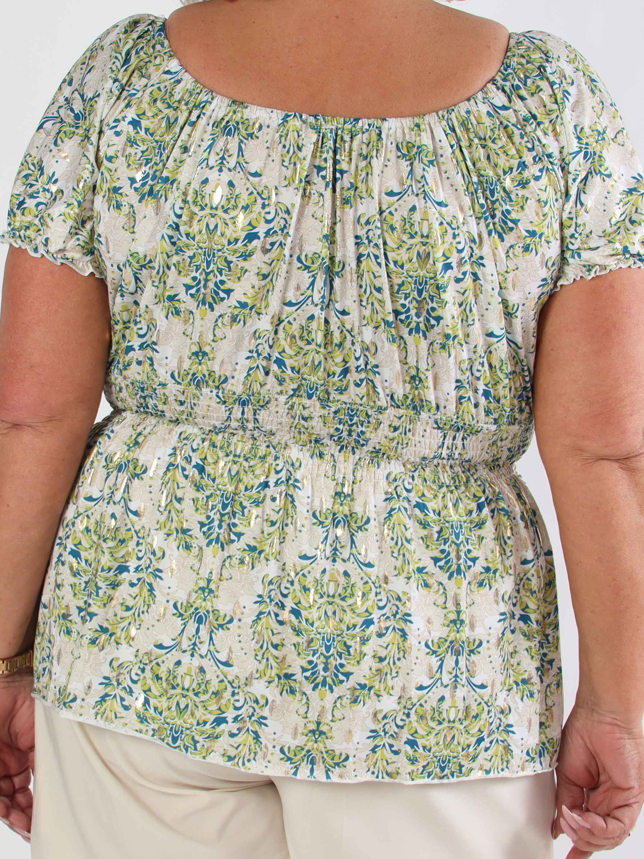 Cora Royal Shirt - Söt elastisk plus size blus med resår under bysten