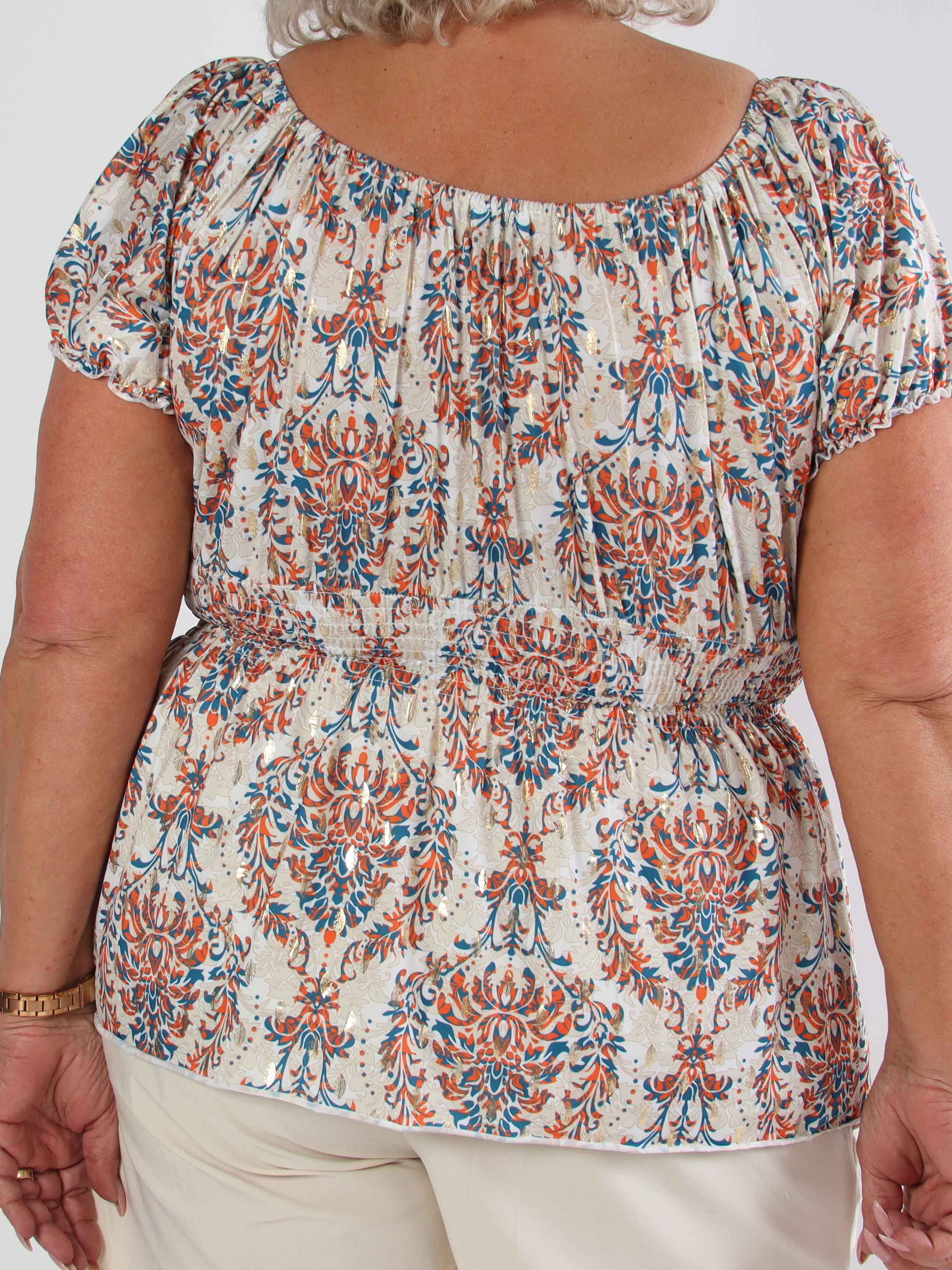 Cora Royal Shirt - Söt elastisk plus size blus med resår under bysten