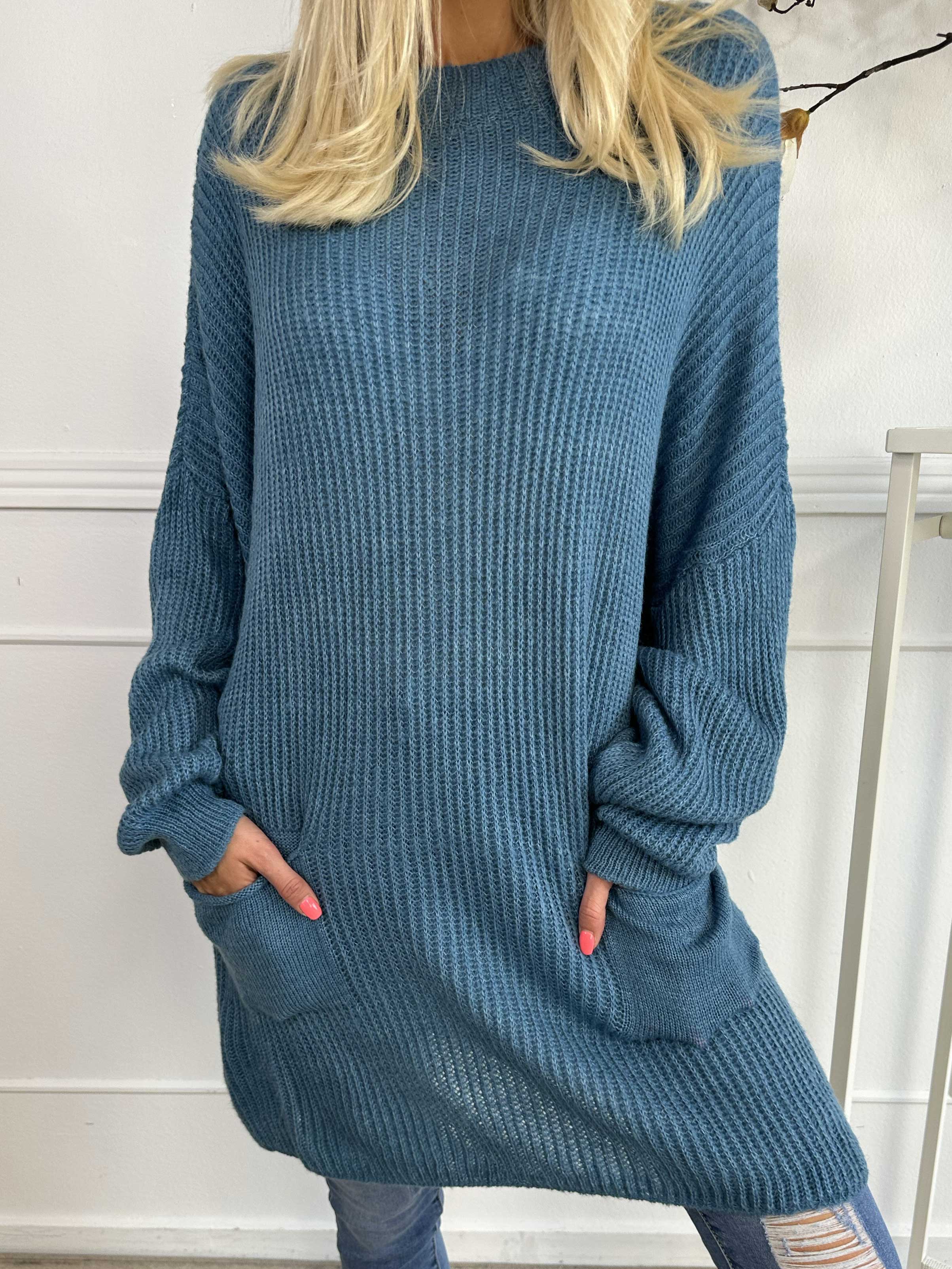 Dakota - Lång stickad blus med fickor