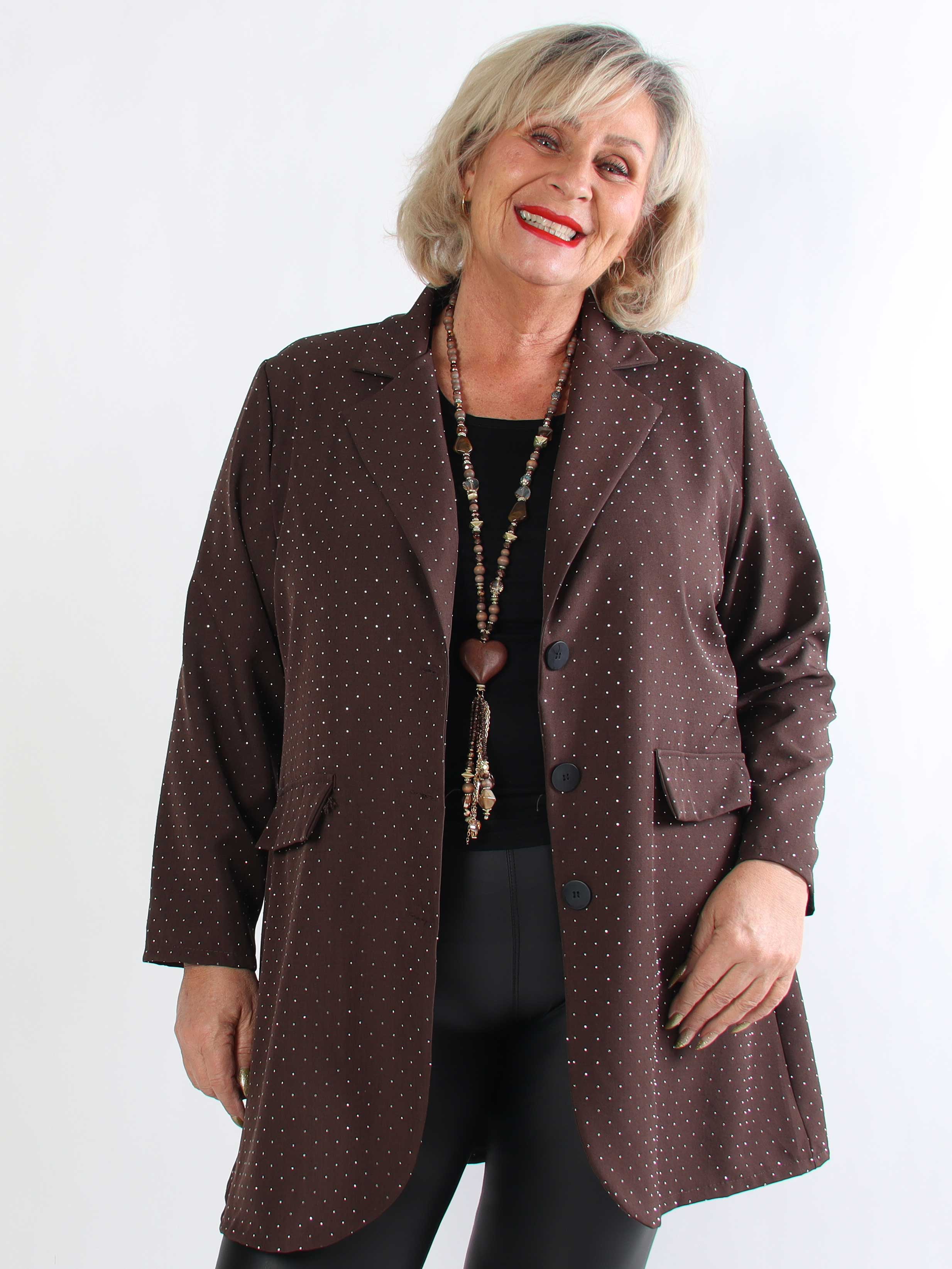 Lanthe long - Lång plus size kavaj med strass