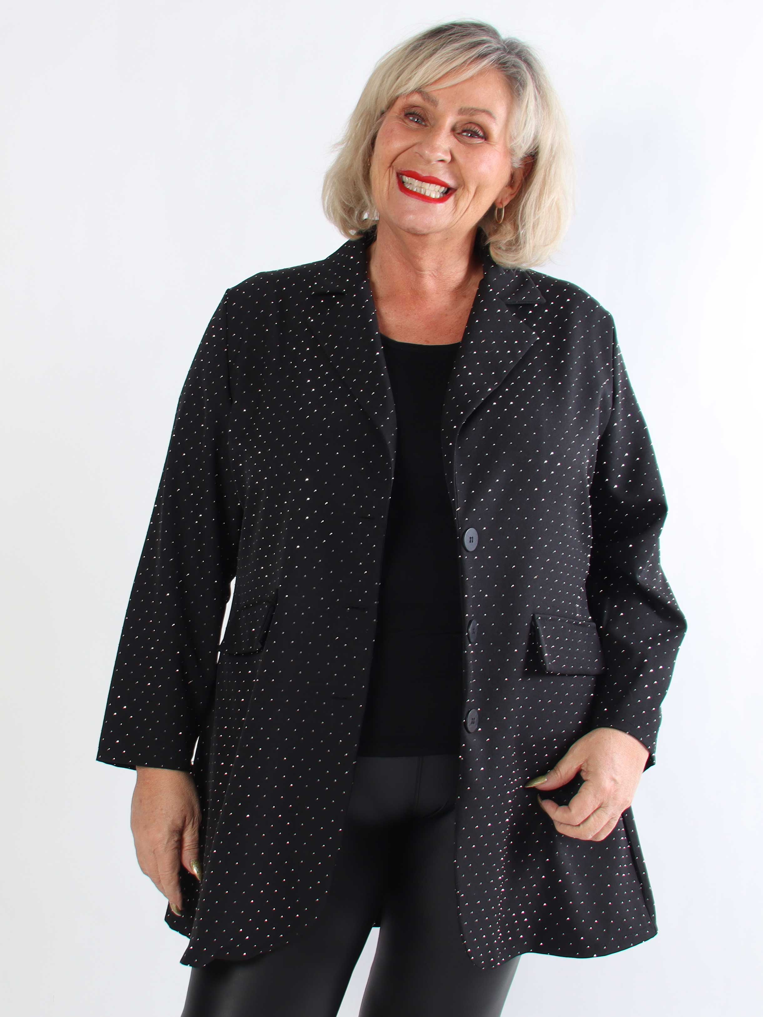 Lanthe long - Lång plus size kavaj med strass