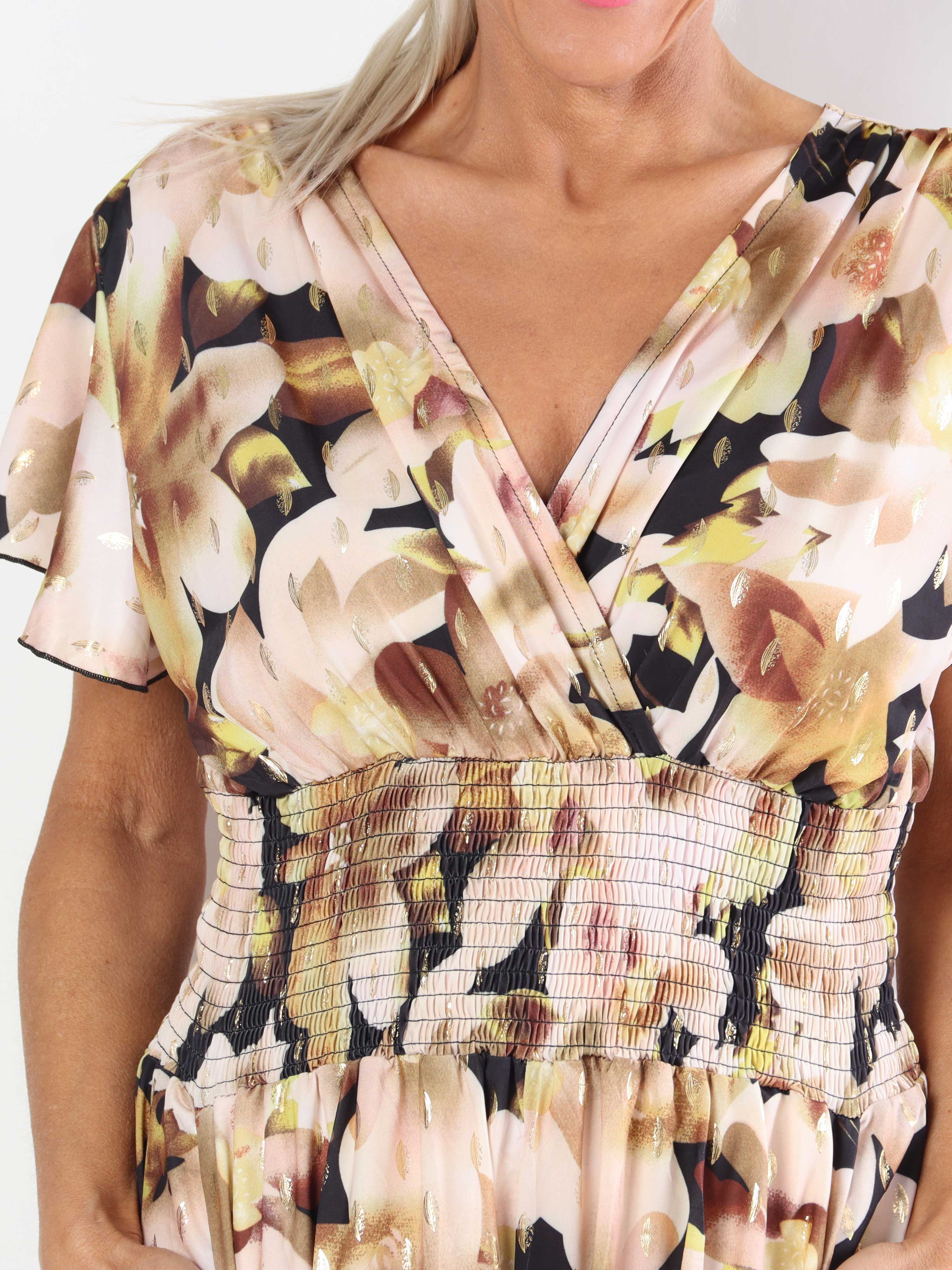 Pams Sweet Flower Playsuit - Elastisk jumpsuit i plusstorlek med blommigt tryck