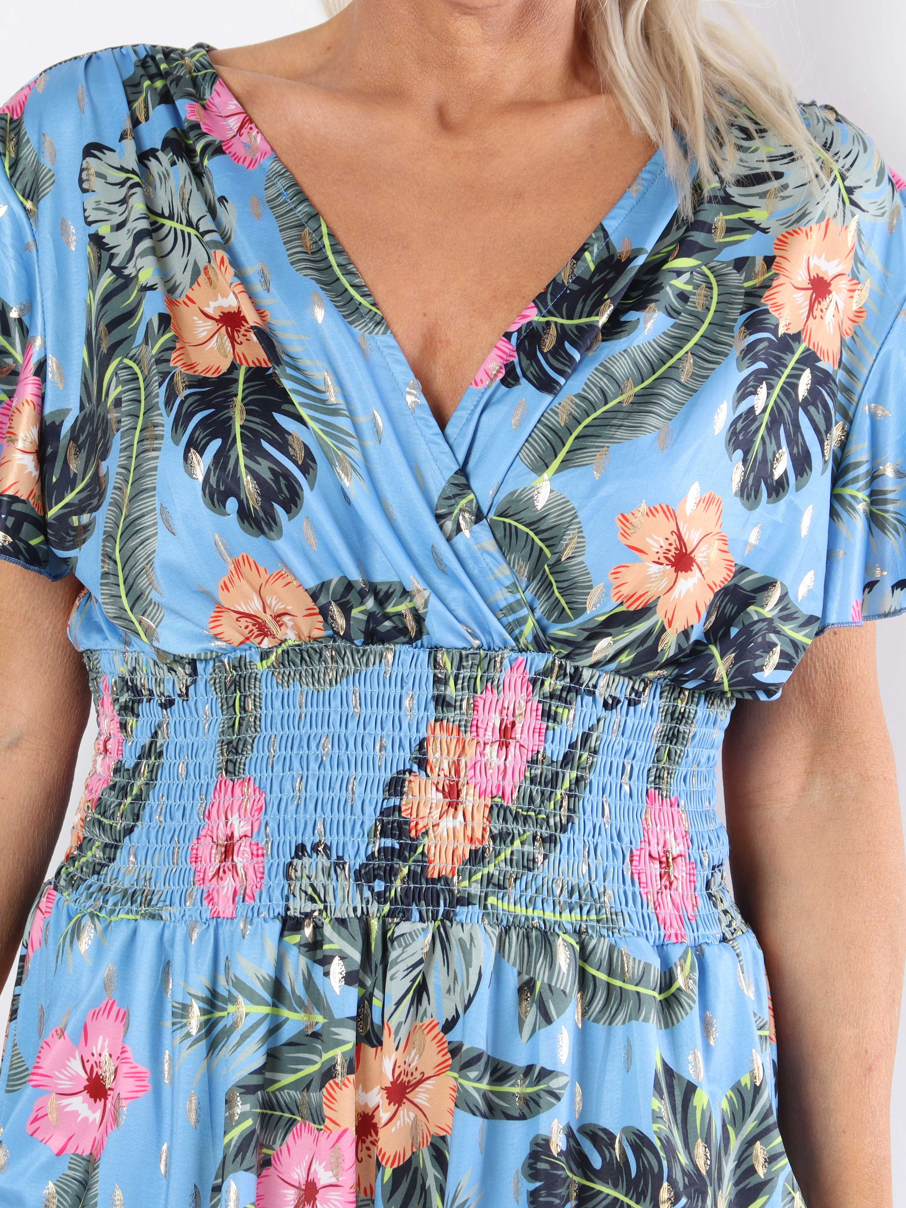 Pams Flower Playsuit - Elastisk playsuit i plusstorlek med fickor