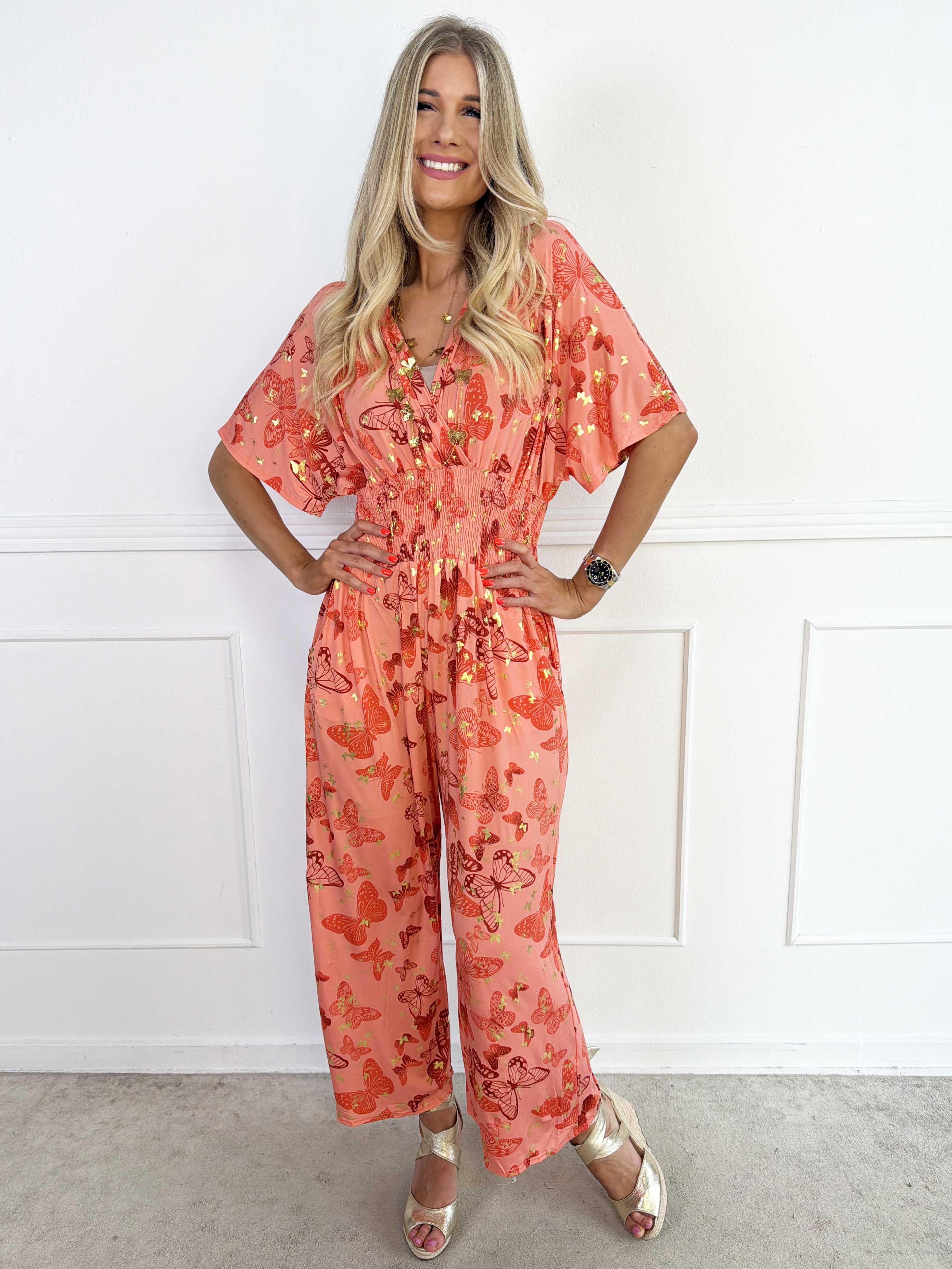 Pams Butterfly Jumpsuit - Elastisk jumpsuit med fjärilsmönster