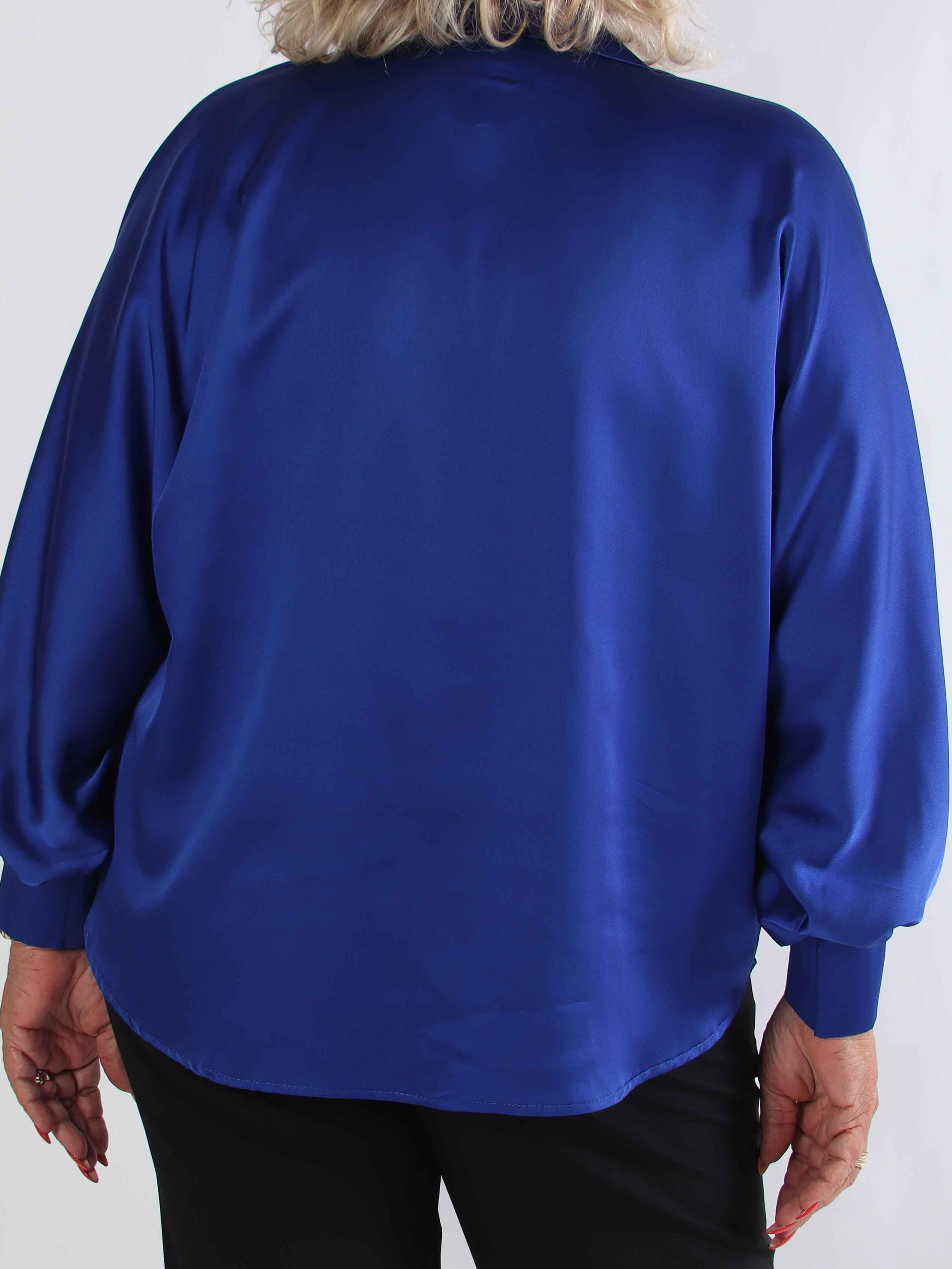 Feliciti - Shiny plus size skjorta med fladdermusärmar