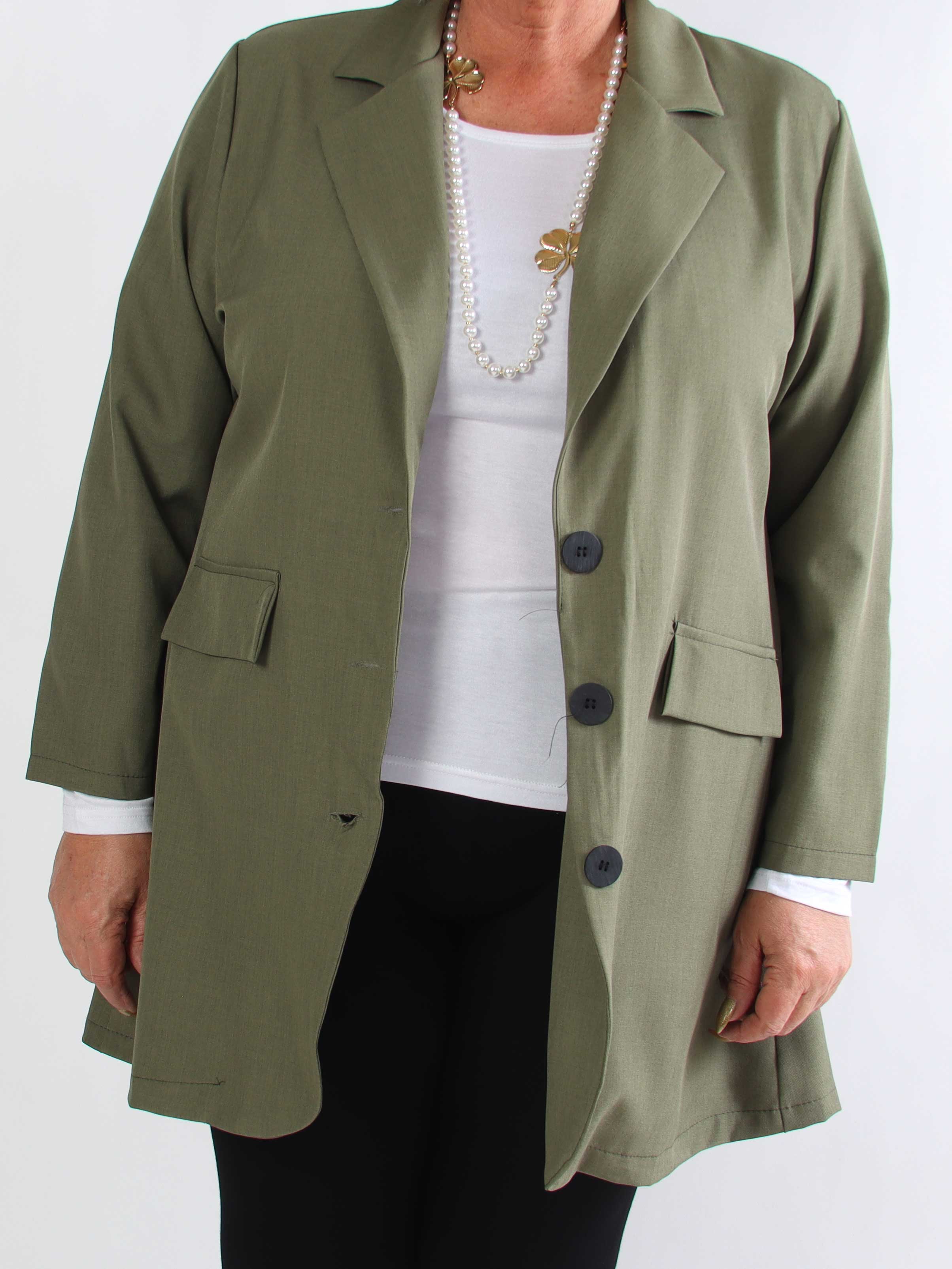 Lanthe Long Plain - Lang ensfarvet plus size blazer