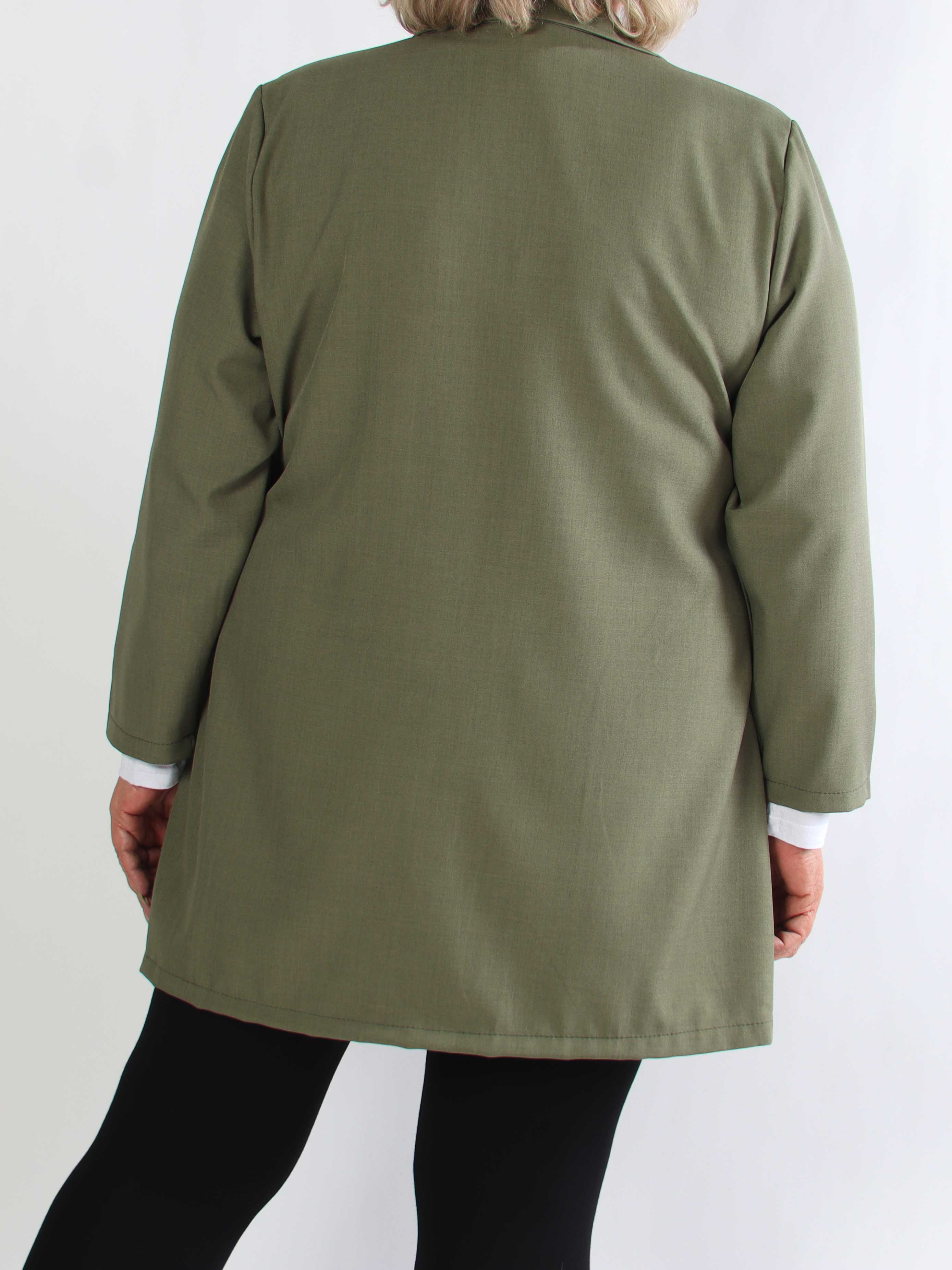 Lanthe Long Plain - Lang ensfarvet plus size blazer