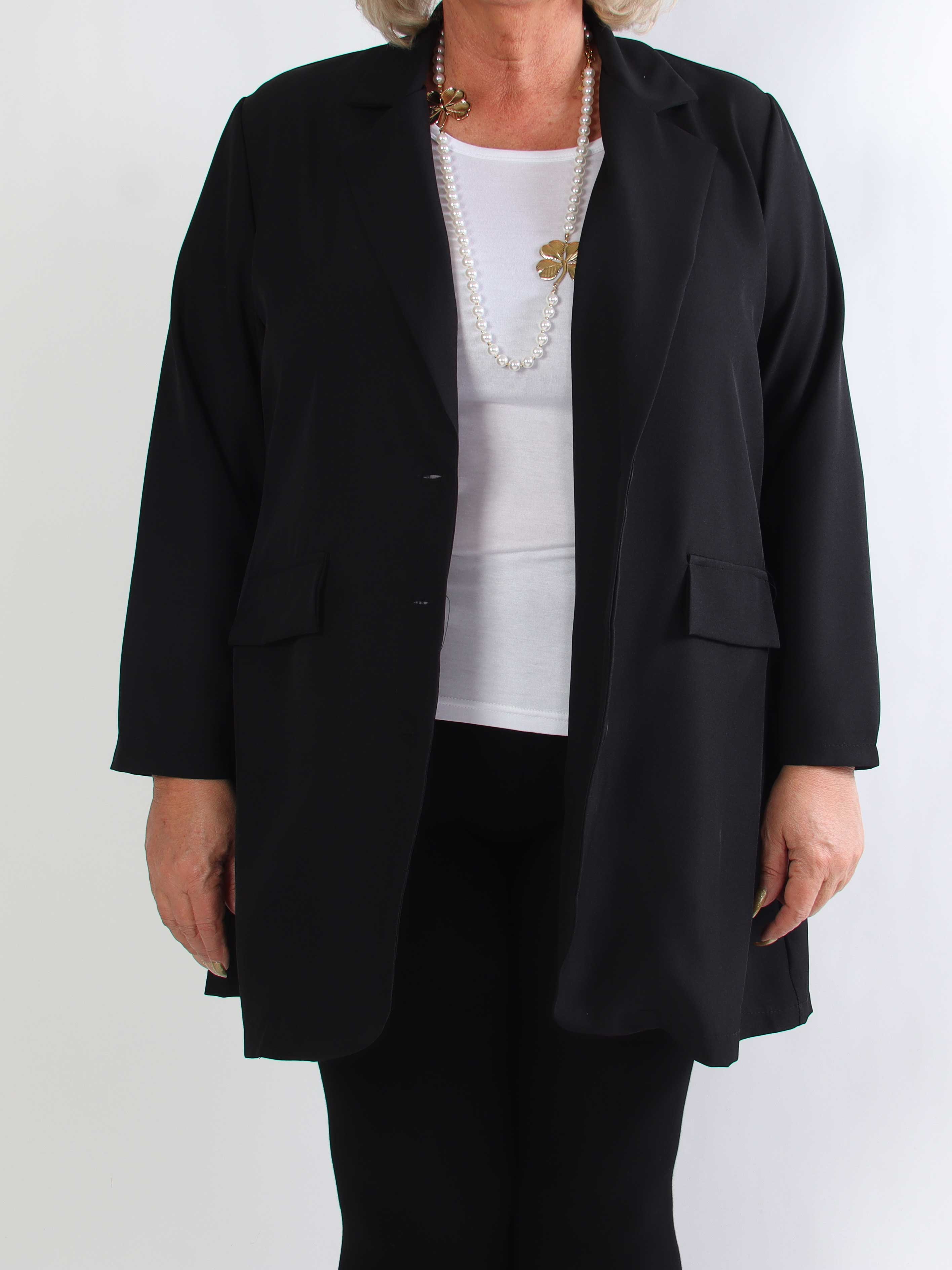 Lanthe Long Plain - Lang ensfarvet plus size blazer