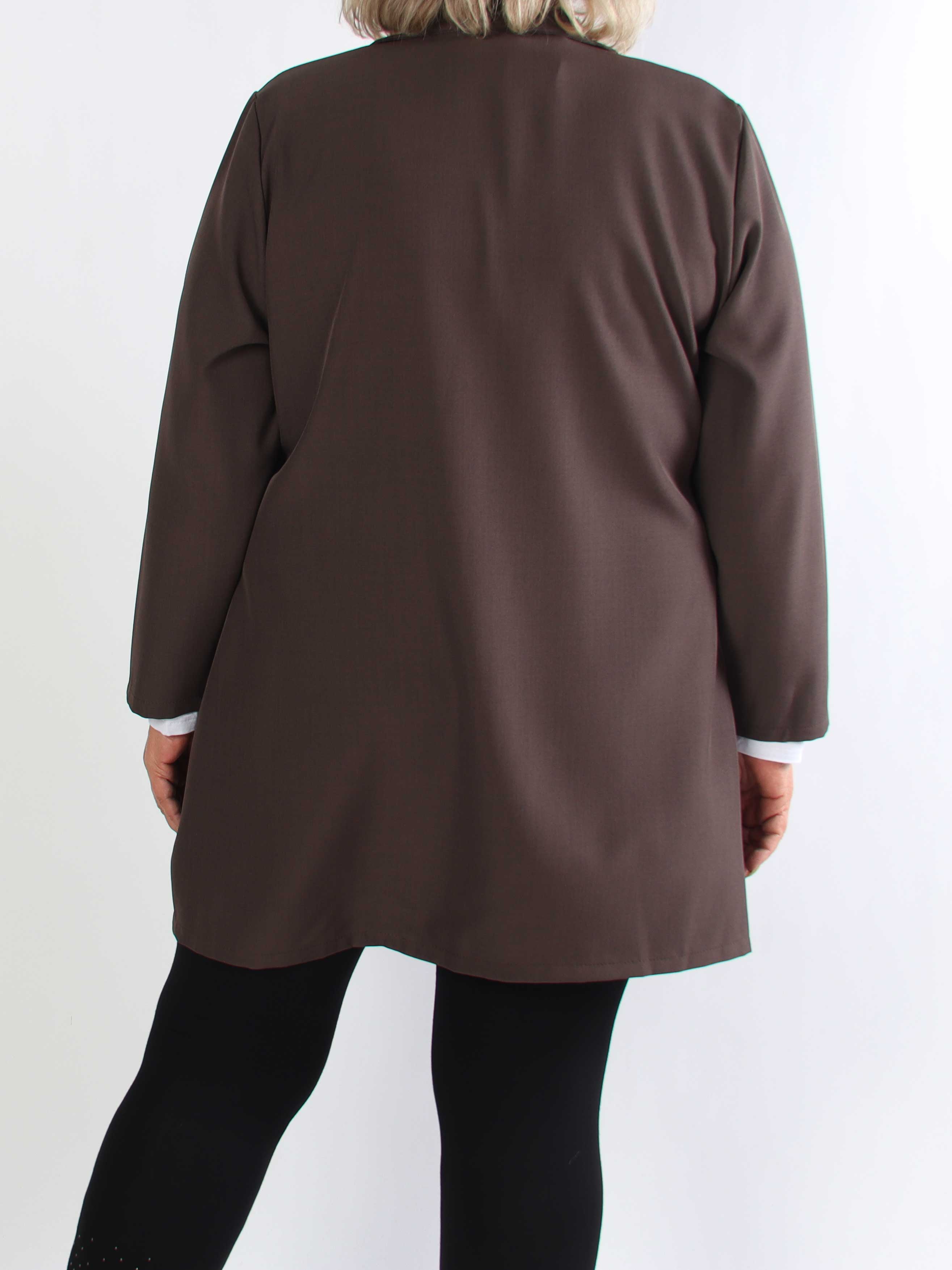 Lanthe Long Plain - Lang ensfarvet plus size blazer
