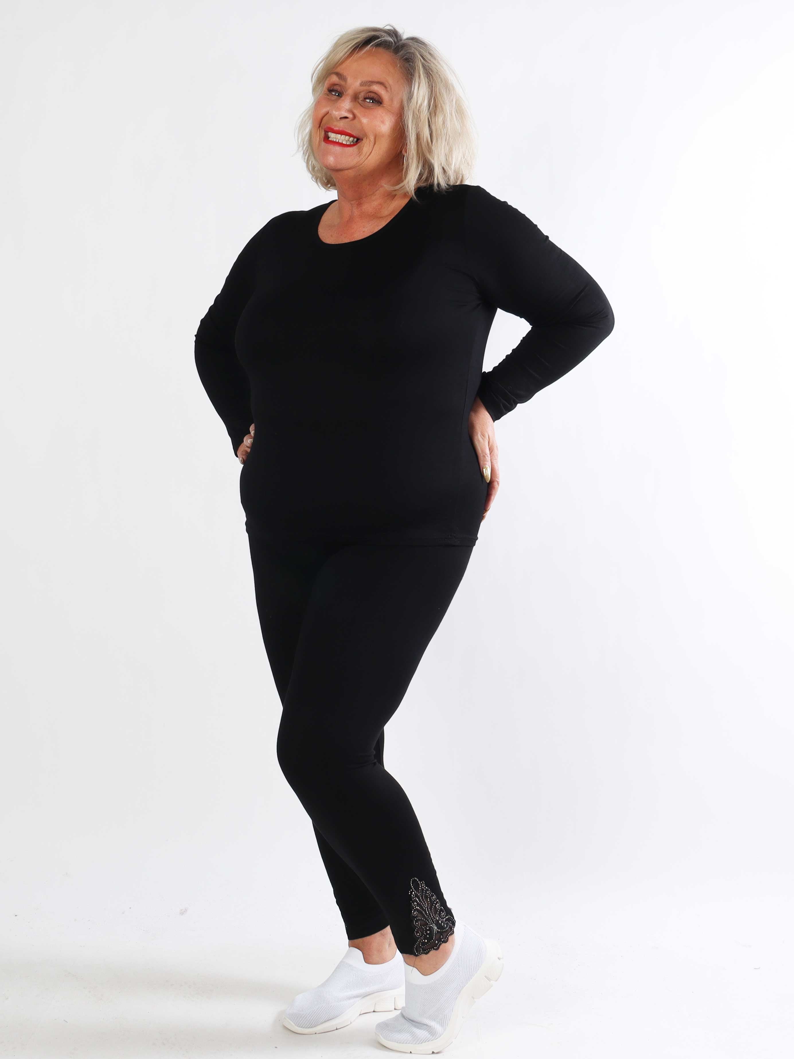 Jackie - Bløde leggings i viskose med blonde og similisten
