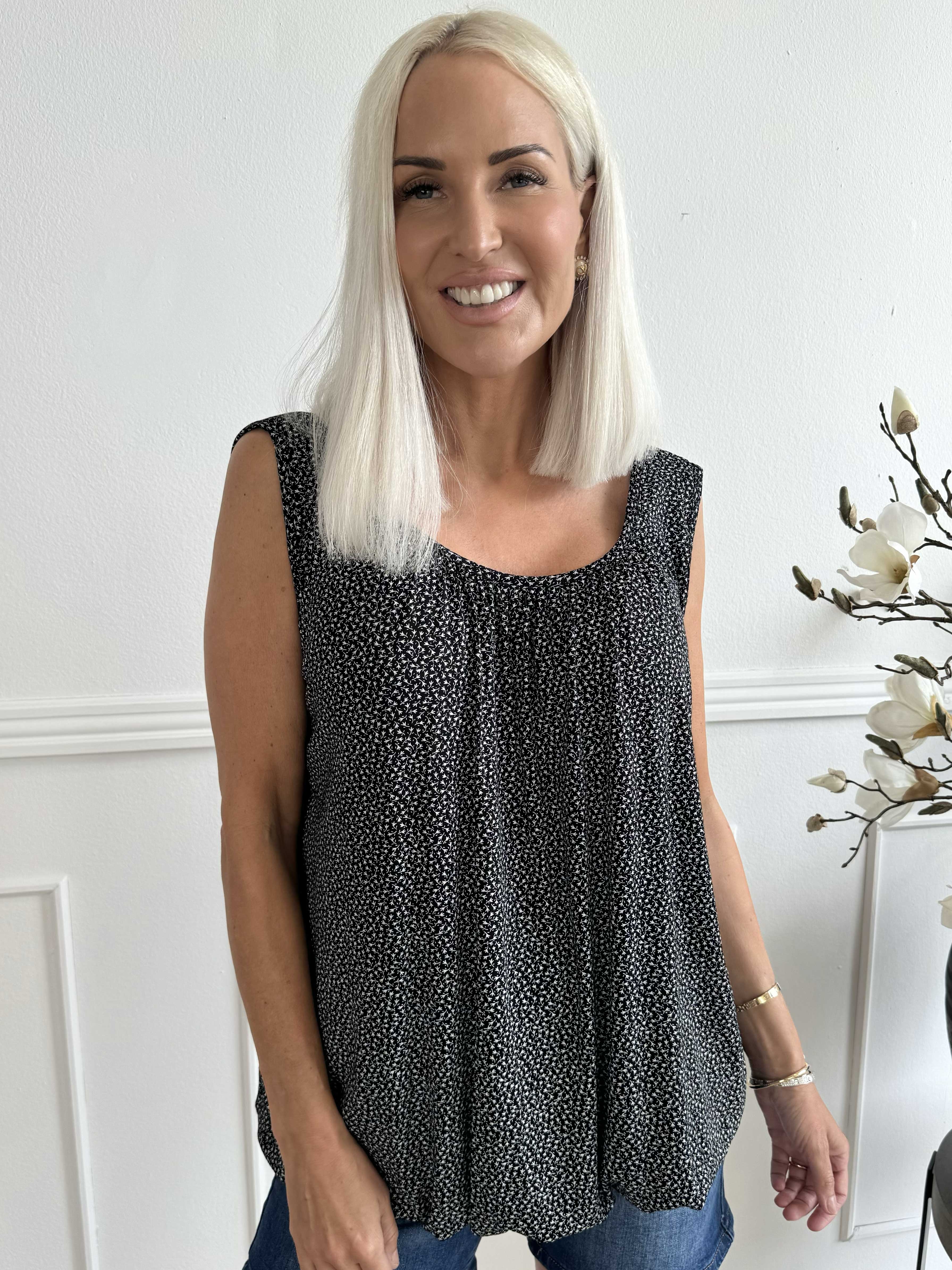 Miracle Flower Top - Top i viskos med resår nedtill