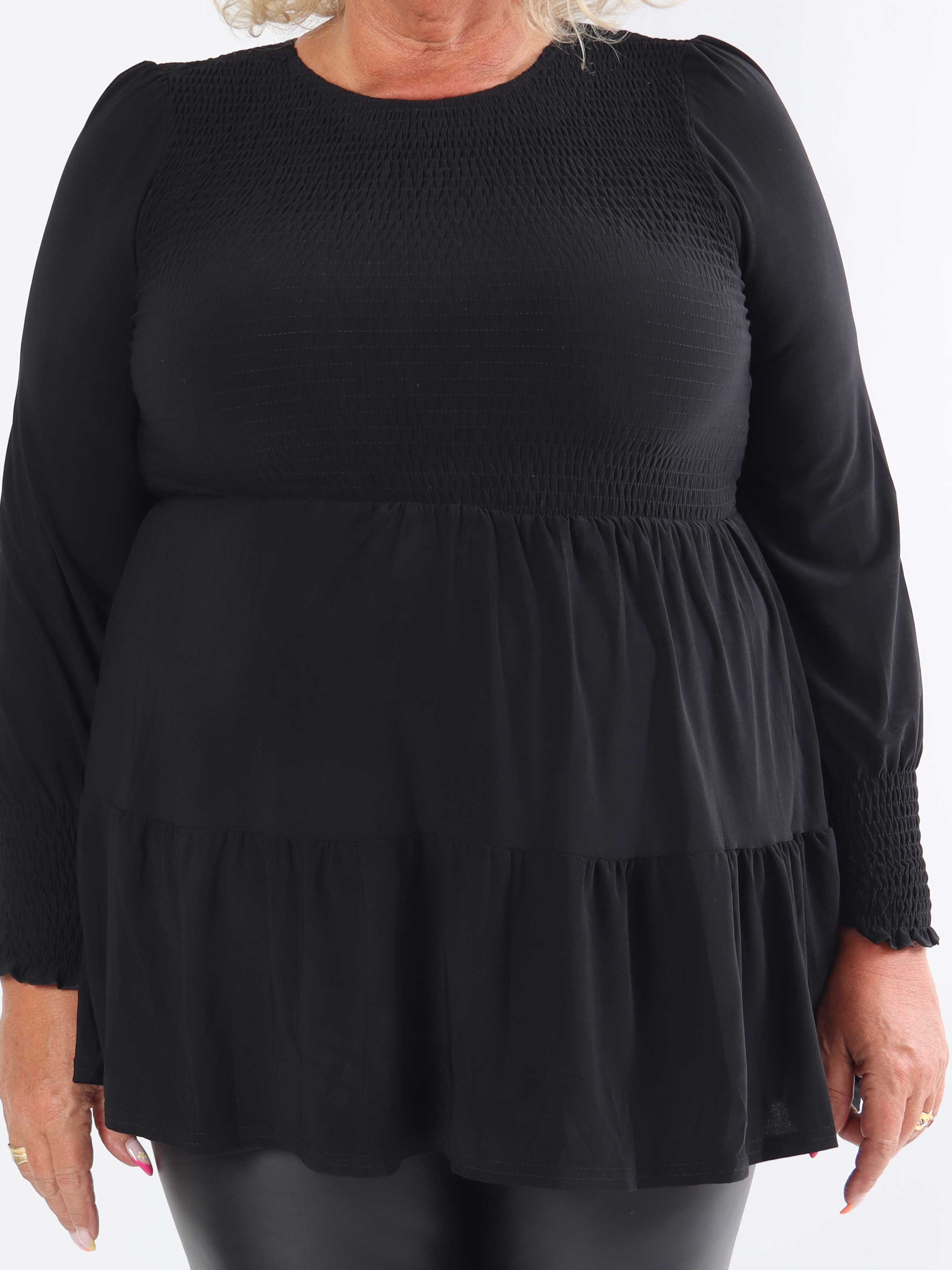 Kelly Shirt - Elastisk plus size blus med smock över bröstet