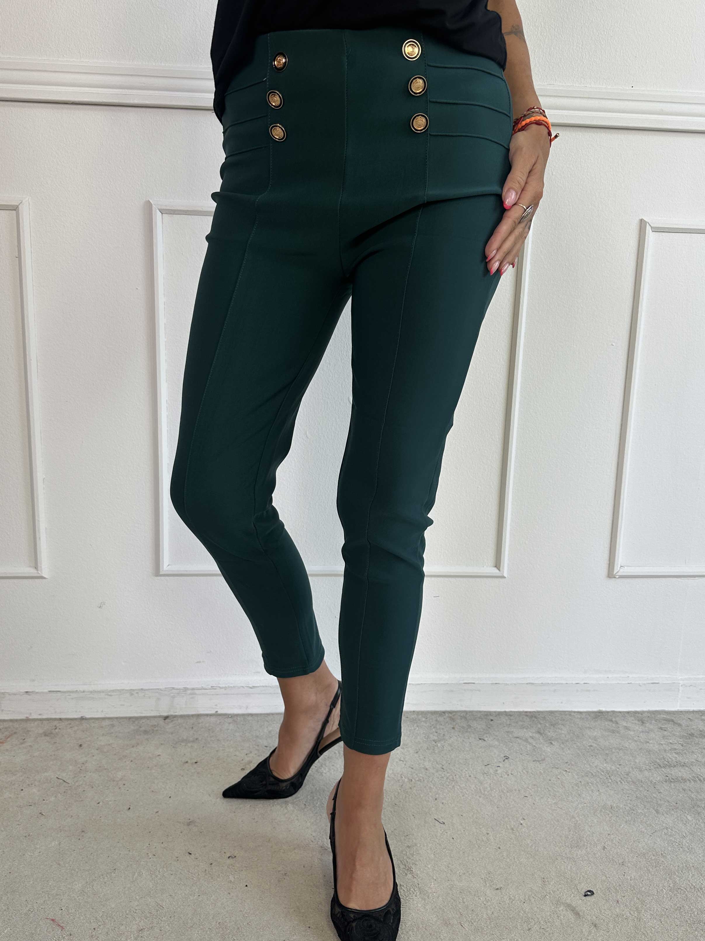 Jolie - Mjuka elastiska leggings med guldknappar