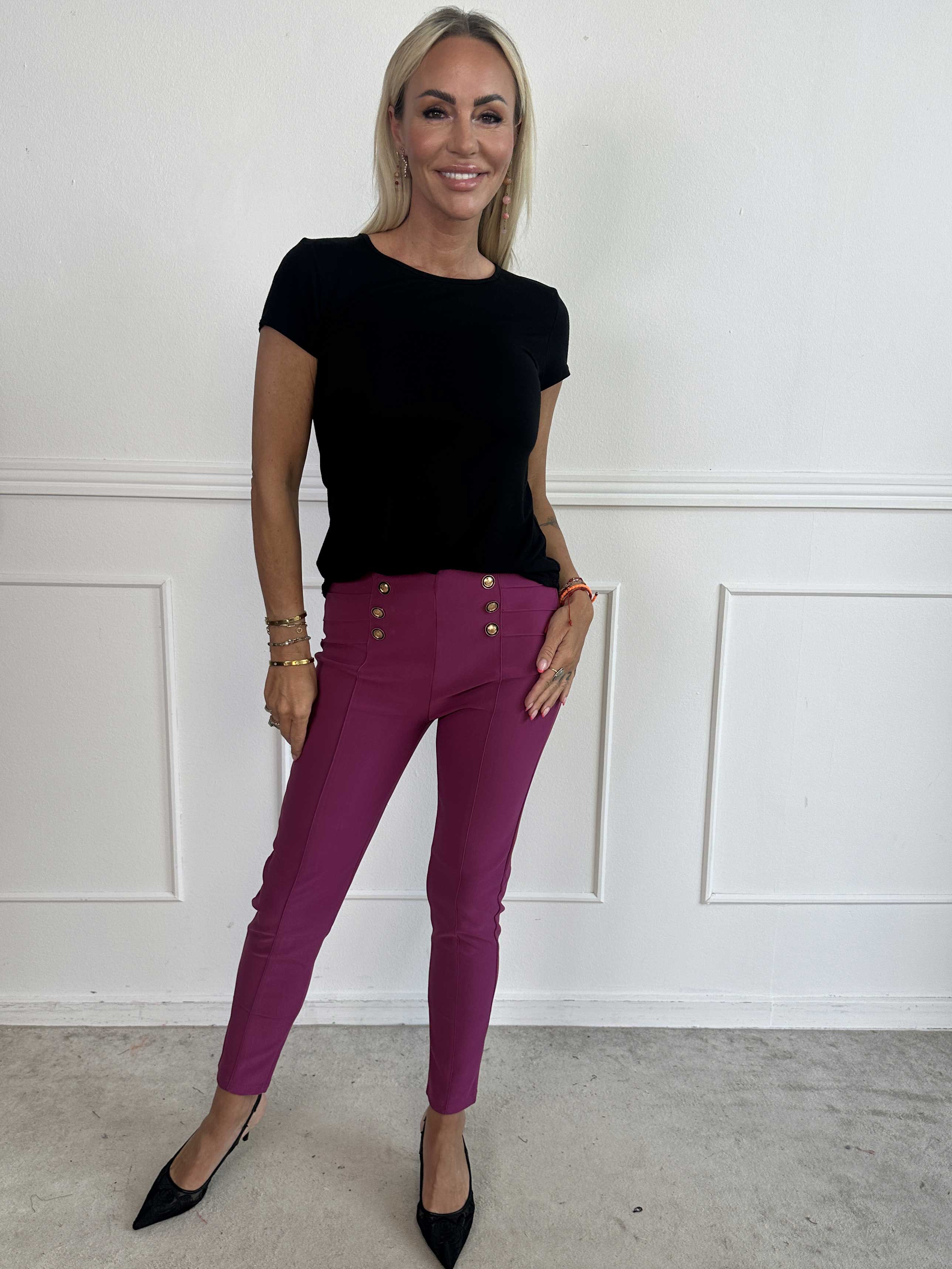Jolie - Mjuka elastiska leggings med guldknappar