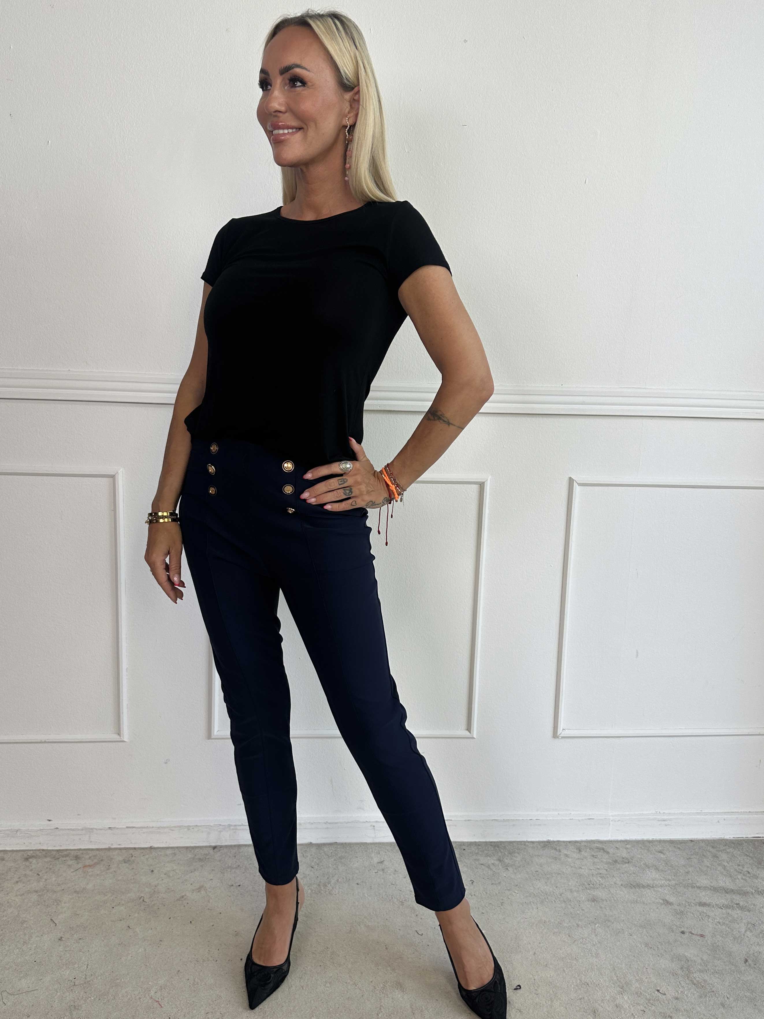 Jolie - Mjuka elastiska leggings med guldknappar
