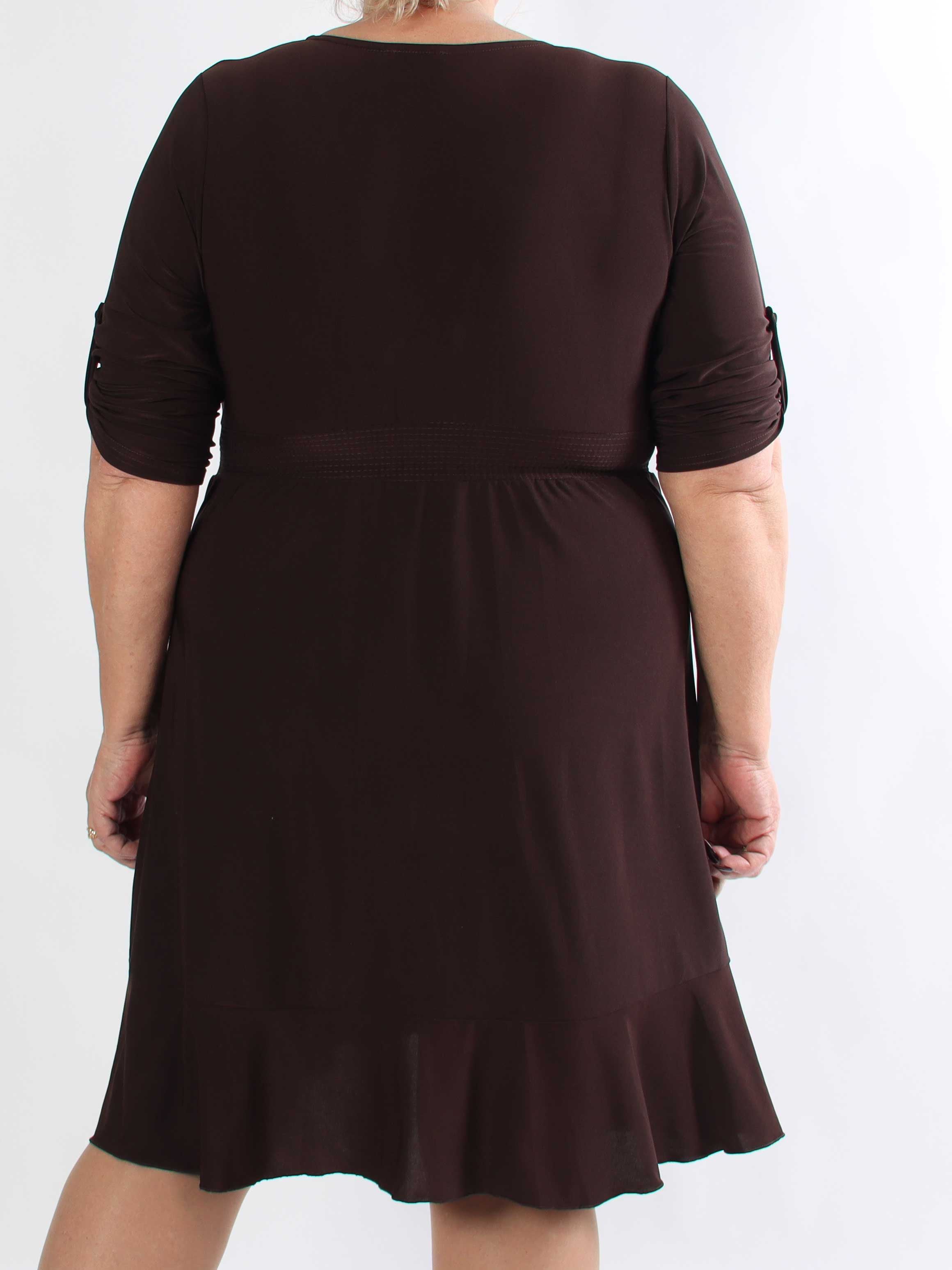 Savina Plain - Stretchig långärmad plus size omlottklänning