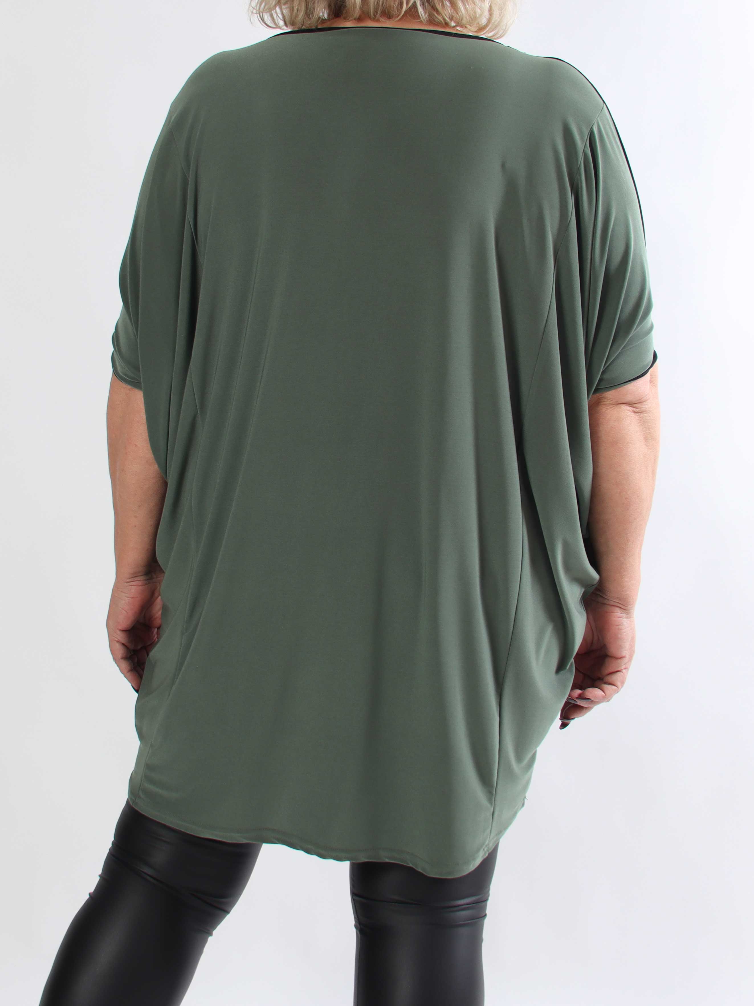 Spencer - Tvåfärgad plus size tunikaklänning med fladdermusärmar