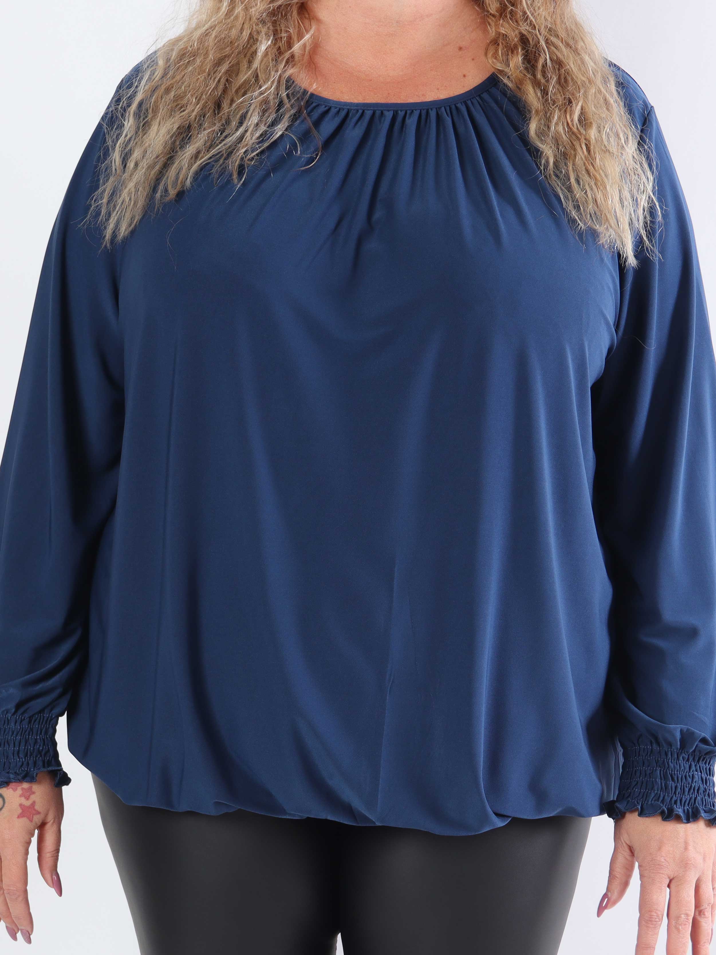 Miracle Plain Shirt L/S - Elastisk plus size-blus med långa ärmar