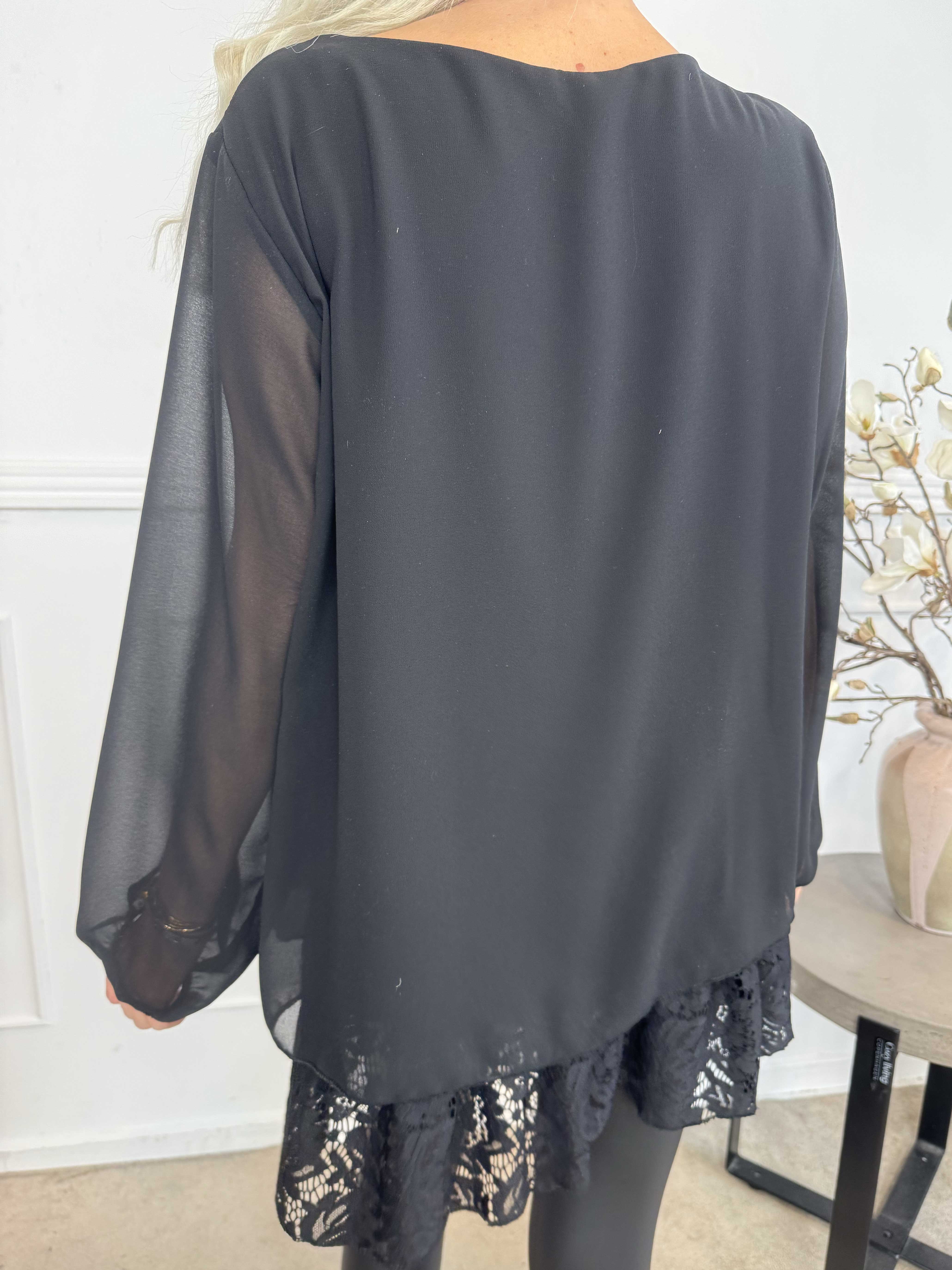 Luby Lace - Tunika i chiffong med spets i nederkant