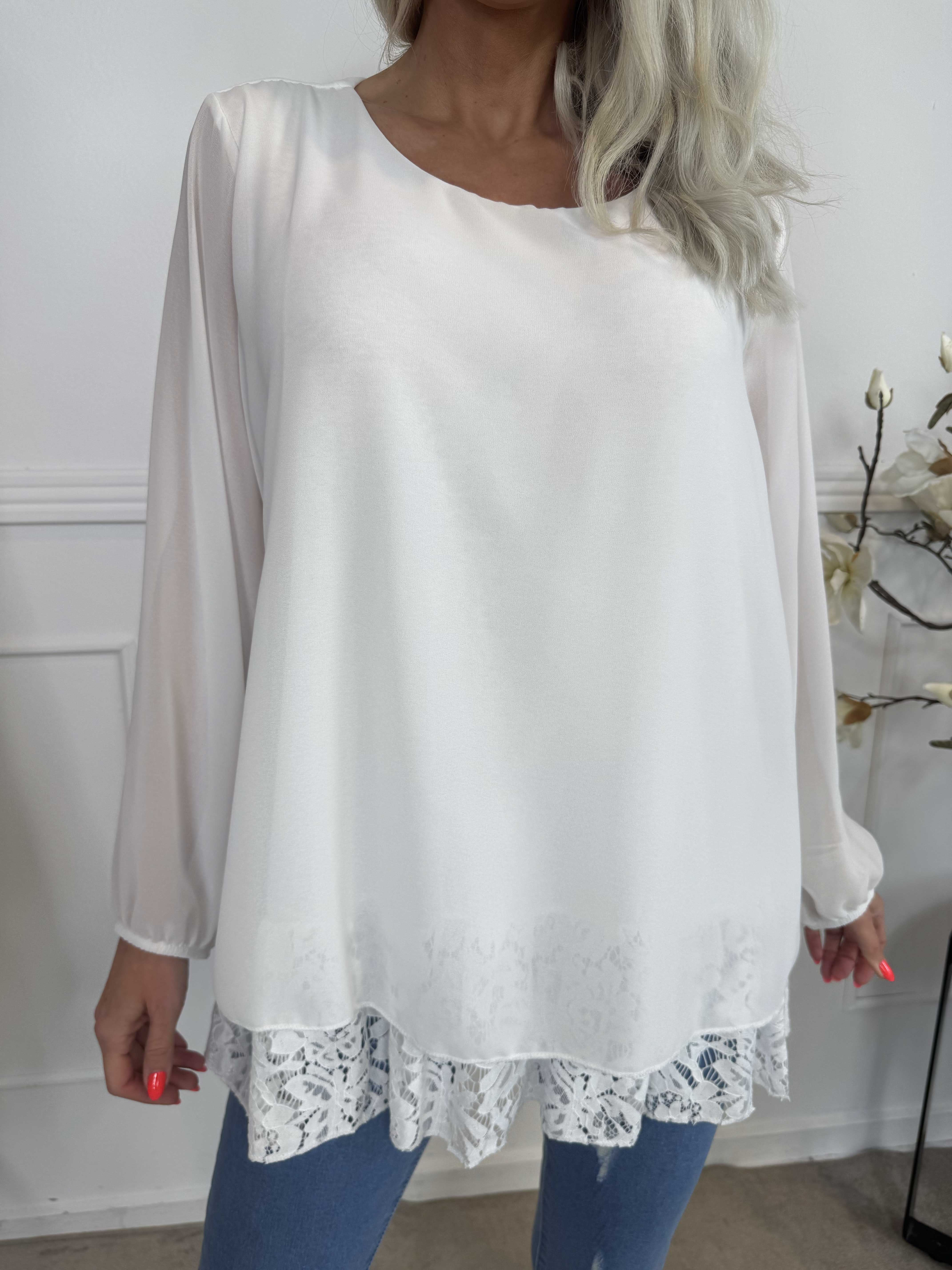 Luby Lace - Tunika i chiffong med spets i nederkant