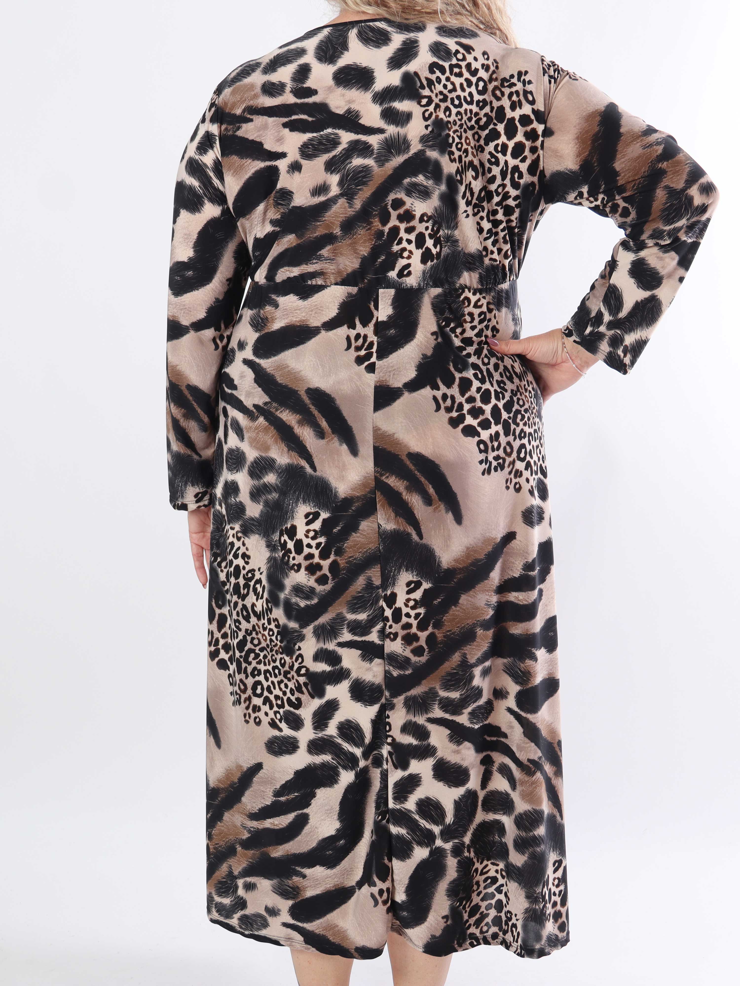 Nelly Animal - Elastisk plus size-klänning i leopardmönster
