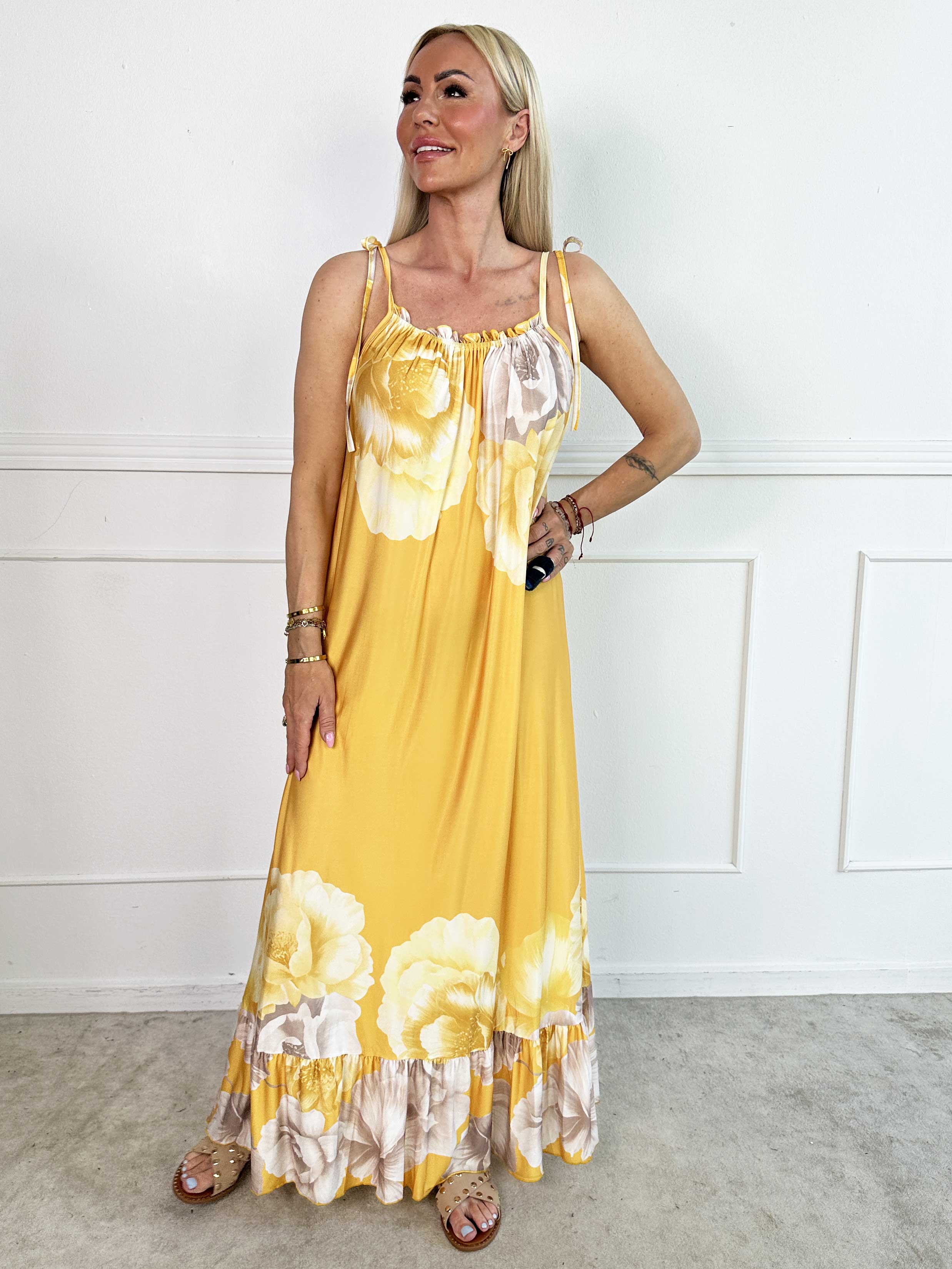 Maya - Sommarklänning med resårband med blommor