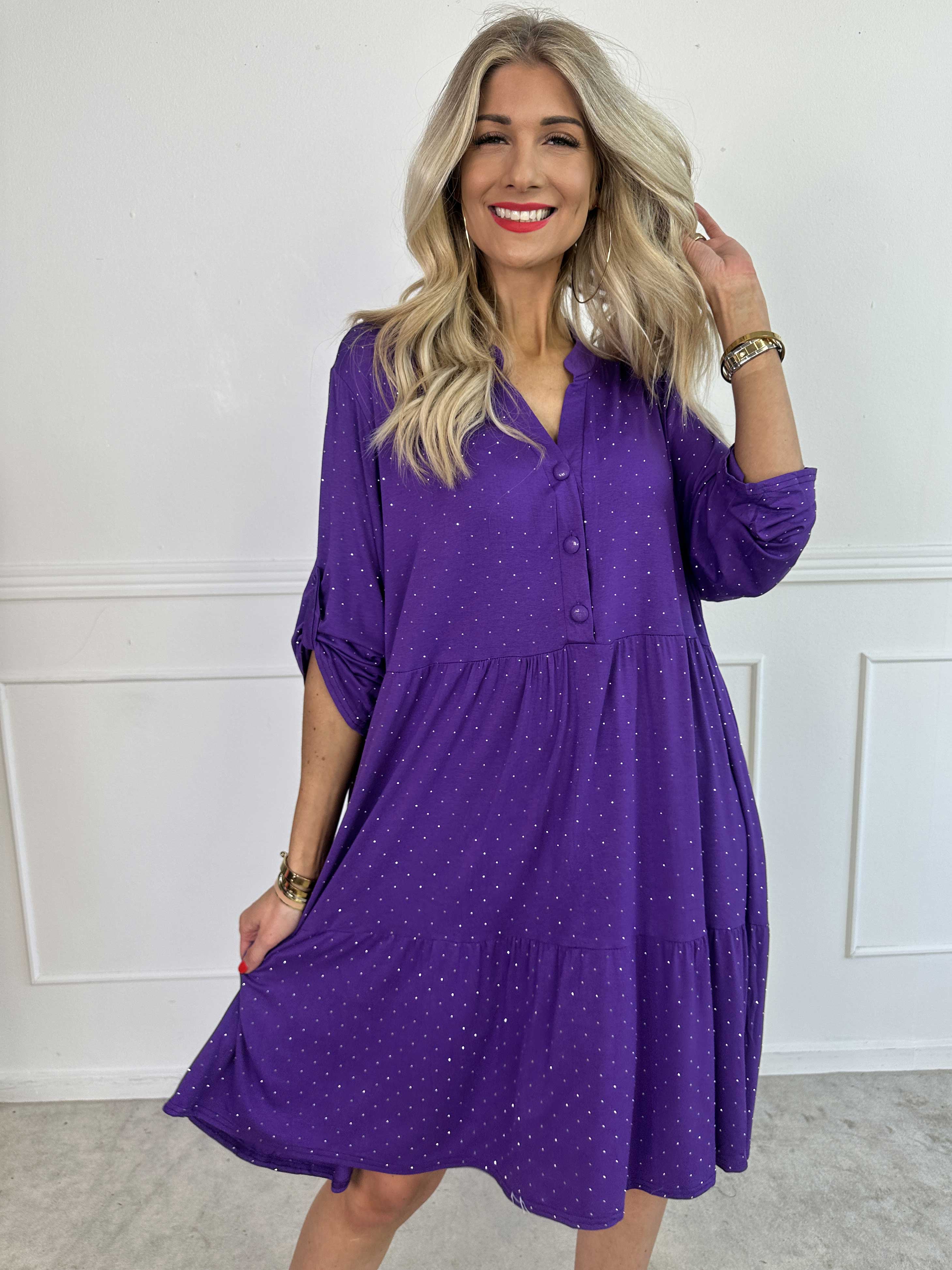 Milano Crystal Midi - Klänning med lager på lager look i viskos med similisten