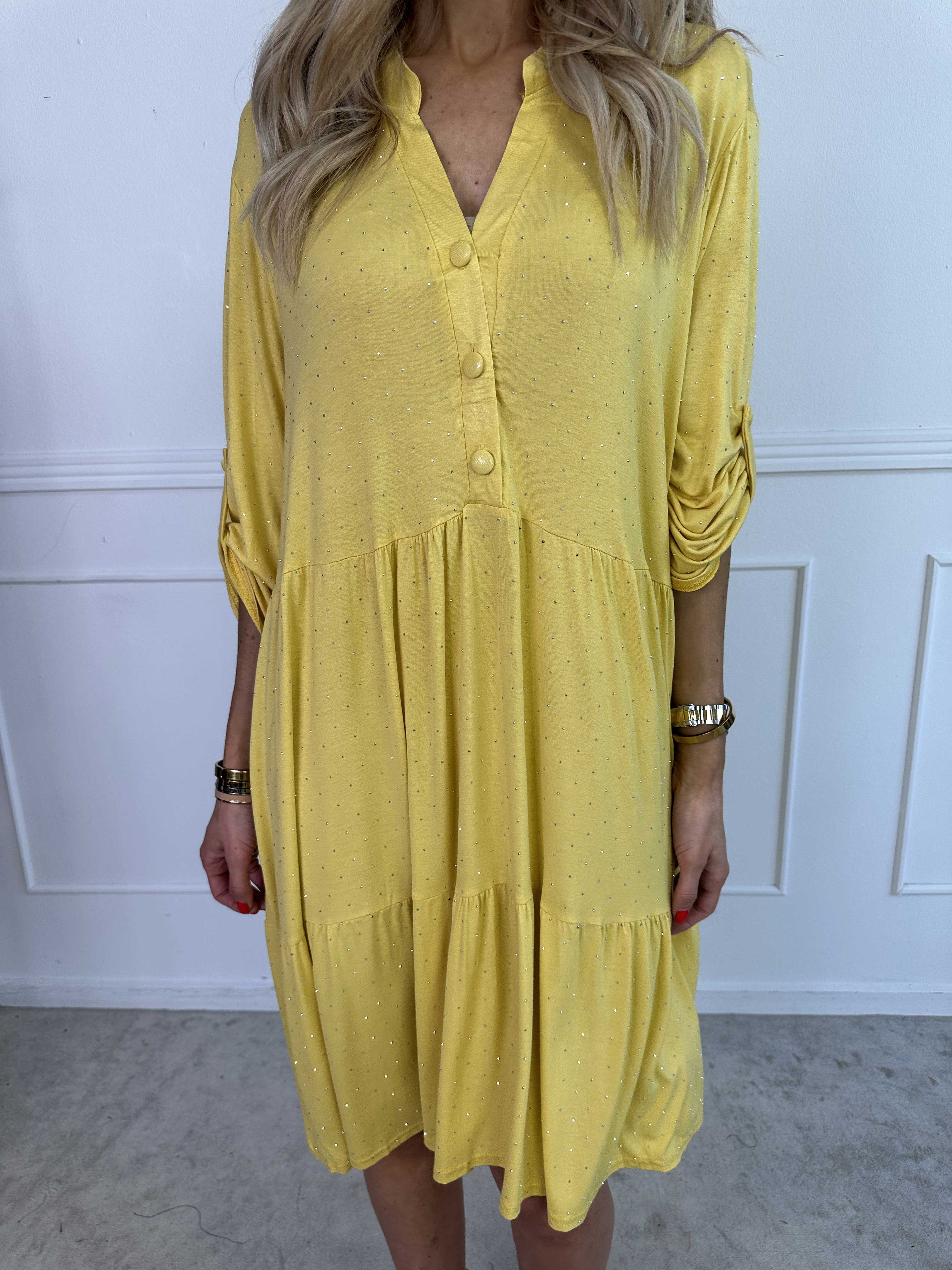 Milano Crystal Midi - Klänning med lager på lager look i viskos med similisten