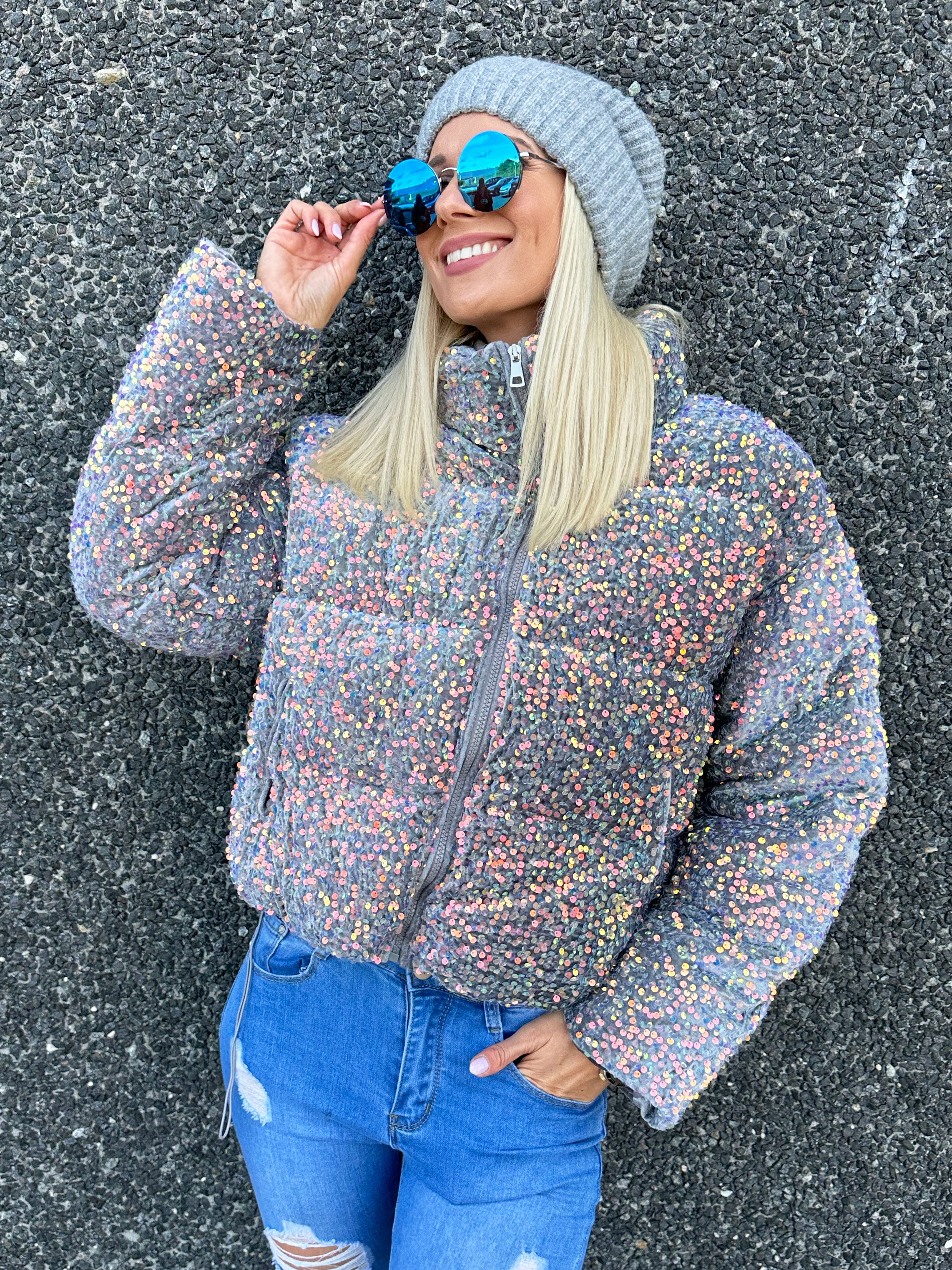 Alena - Kort dunjacka med paljetter
