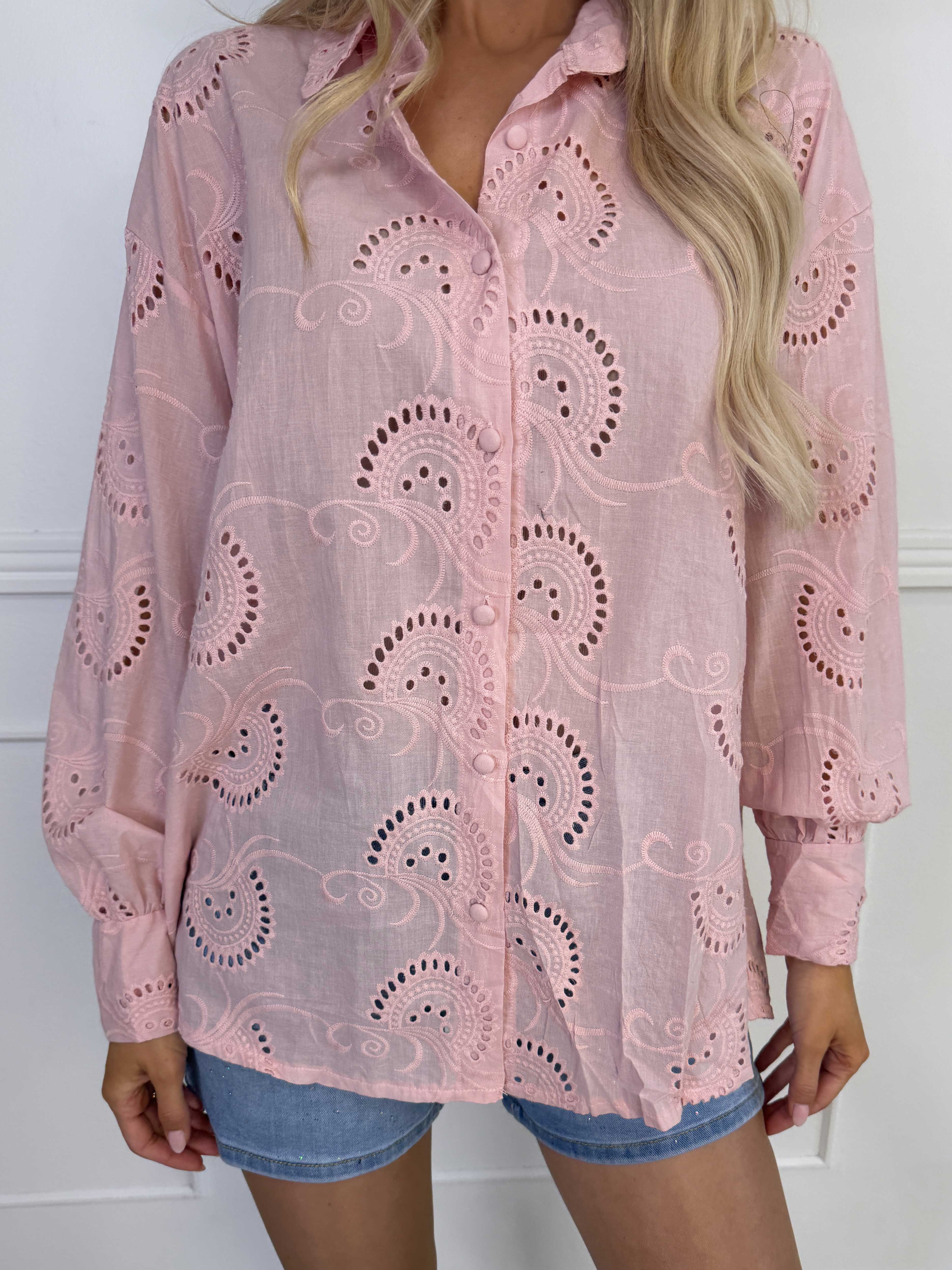 Lona Broderie - Broderie anglaise skjorte i viskose