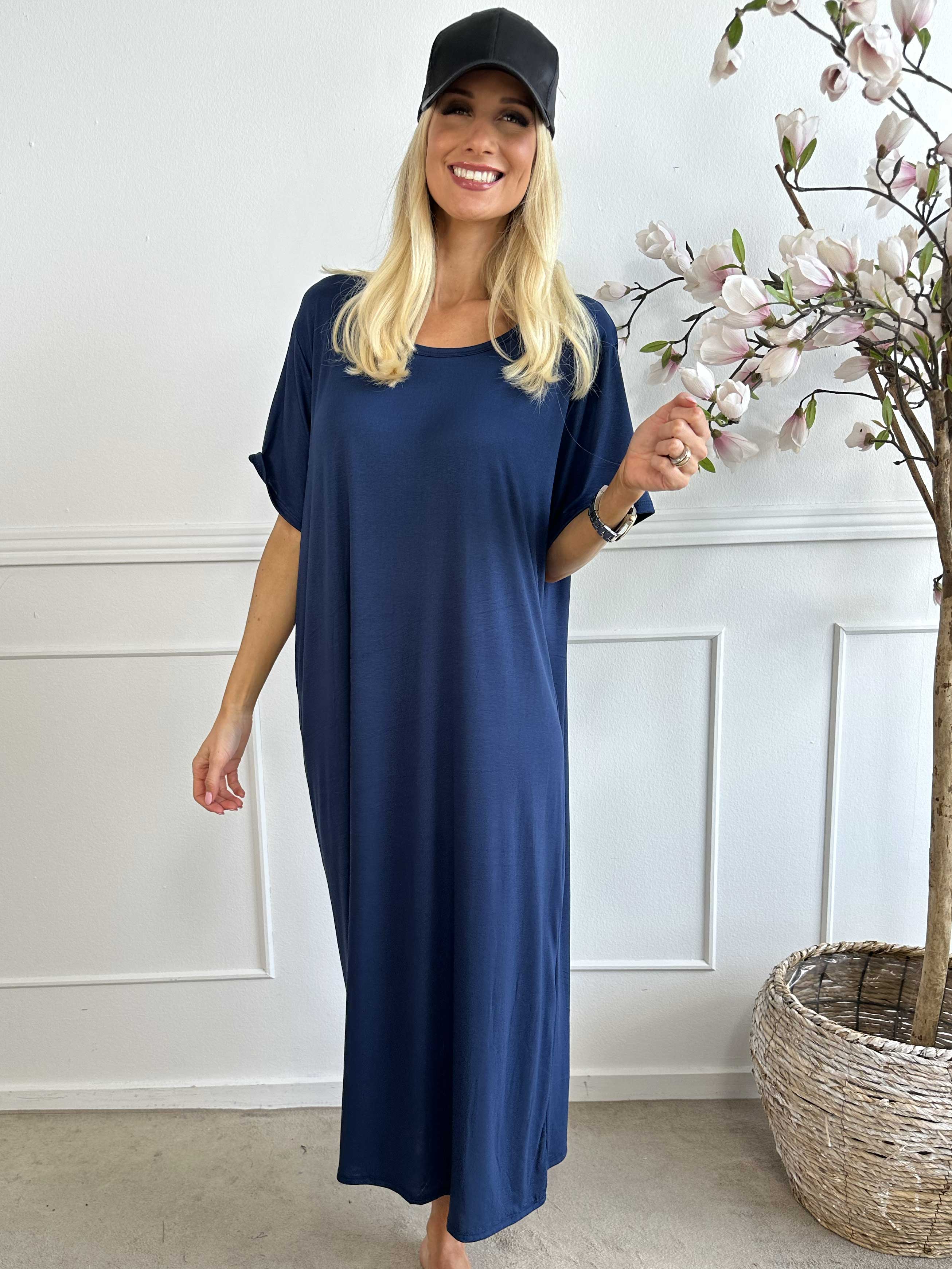 Abbie - Lång t-shirtklänning i viskos som andas