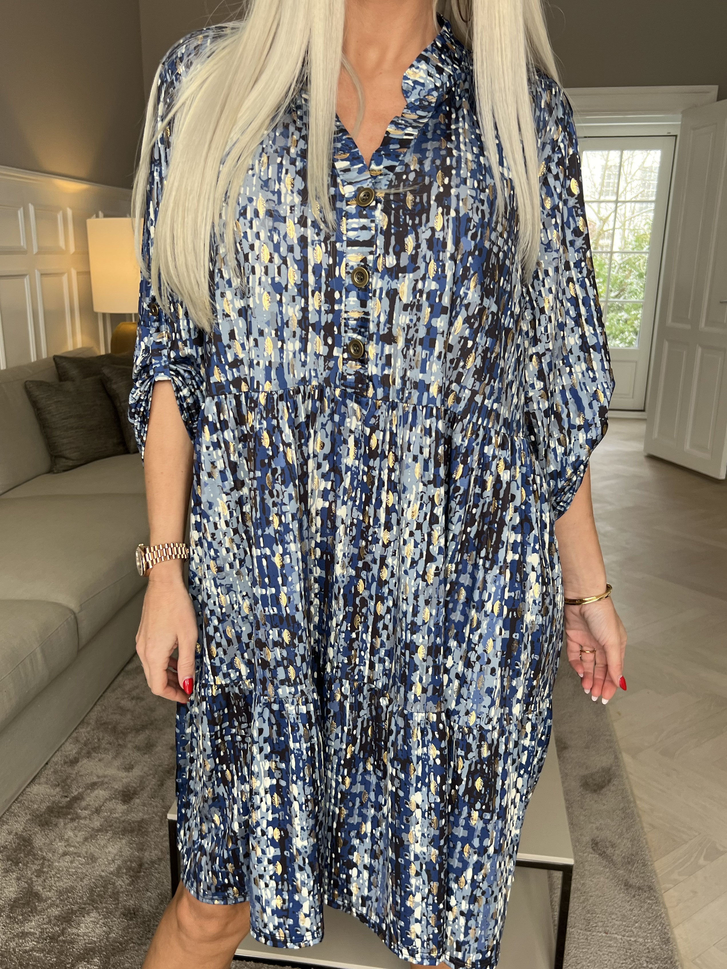 Milano Pattern Midi - Mönstrad klänning med lager på lager look