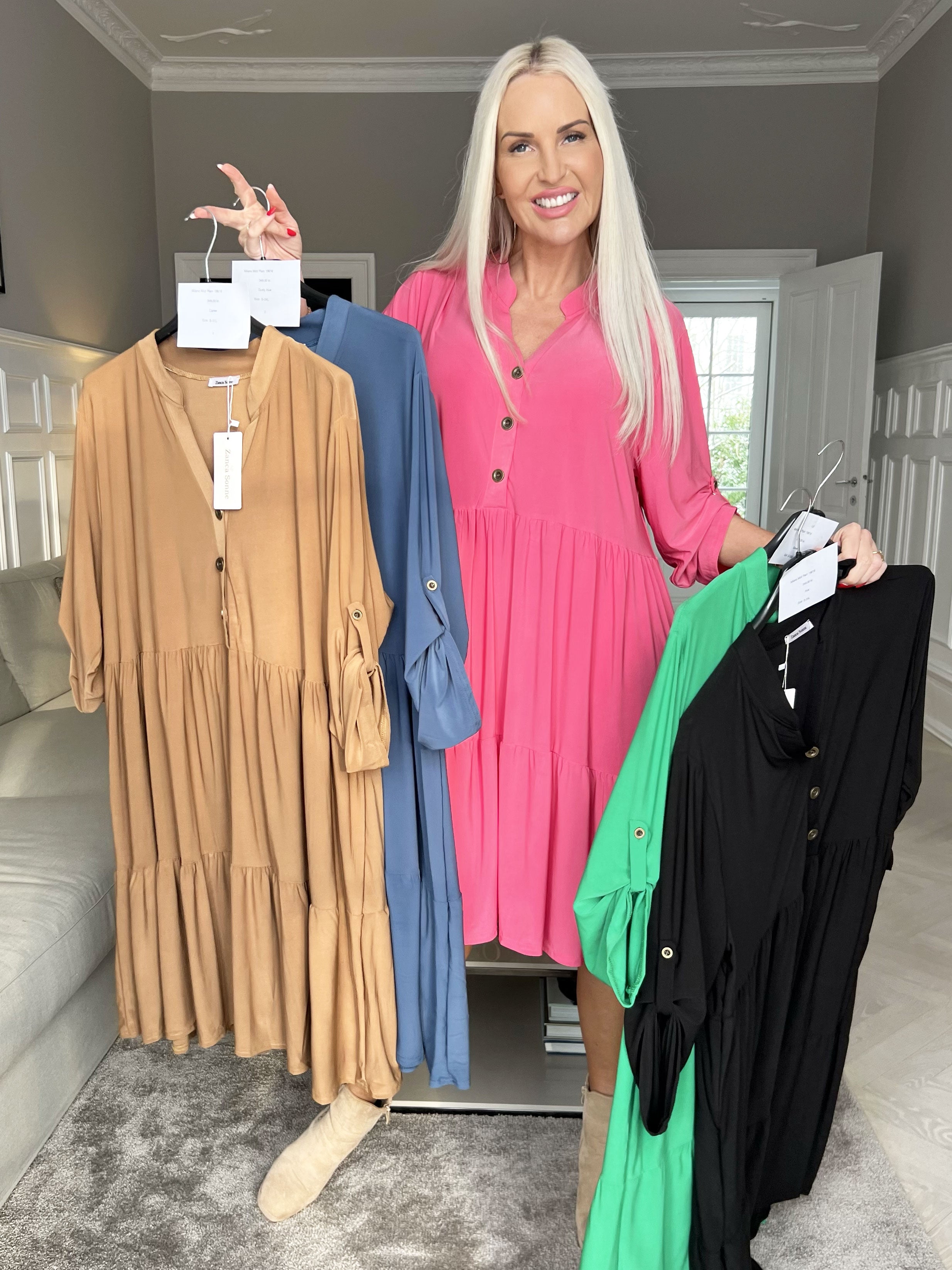 Milano Plain Midi - Enfärgad klänning med lager på lager look