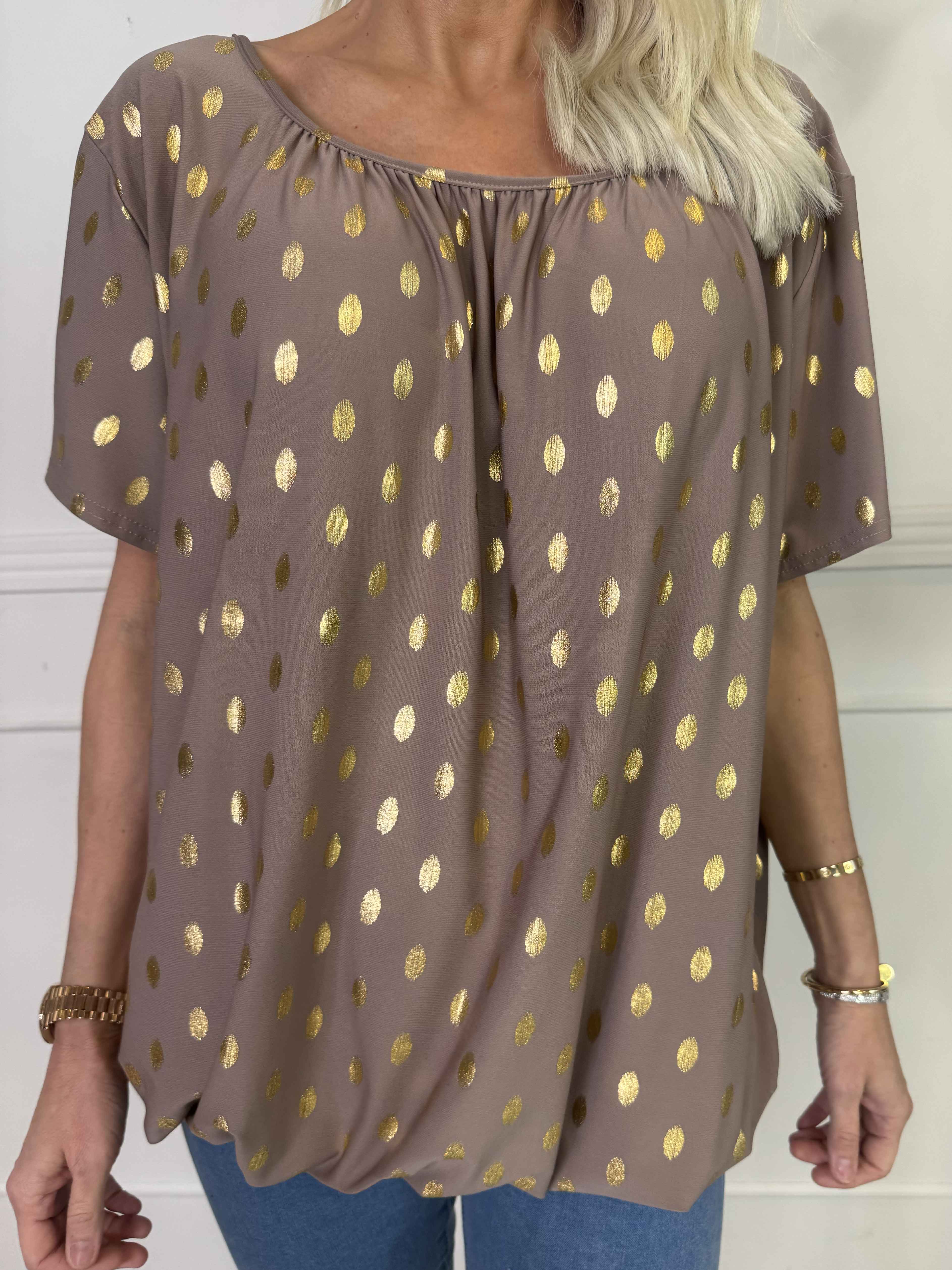 Miracle Dot T-shirt - Elastisk blus med guldprickar på