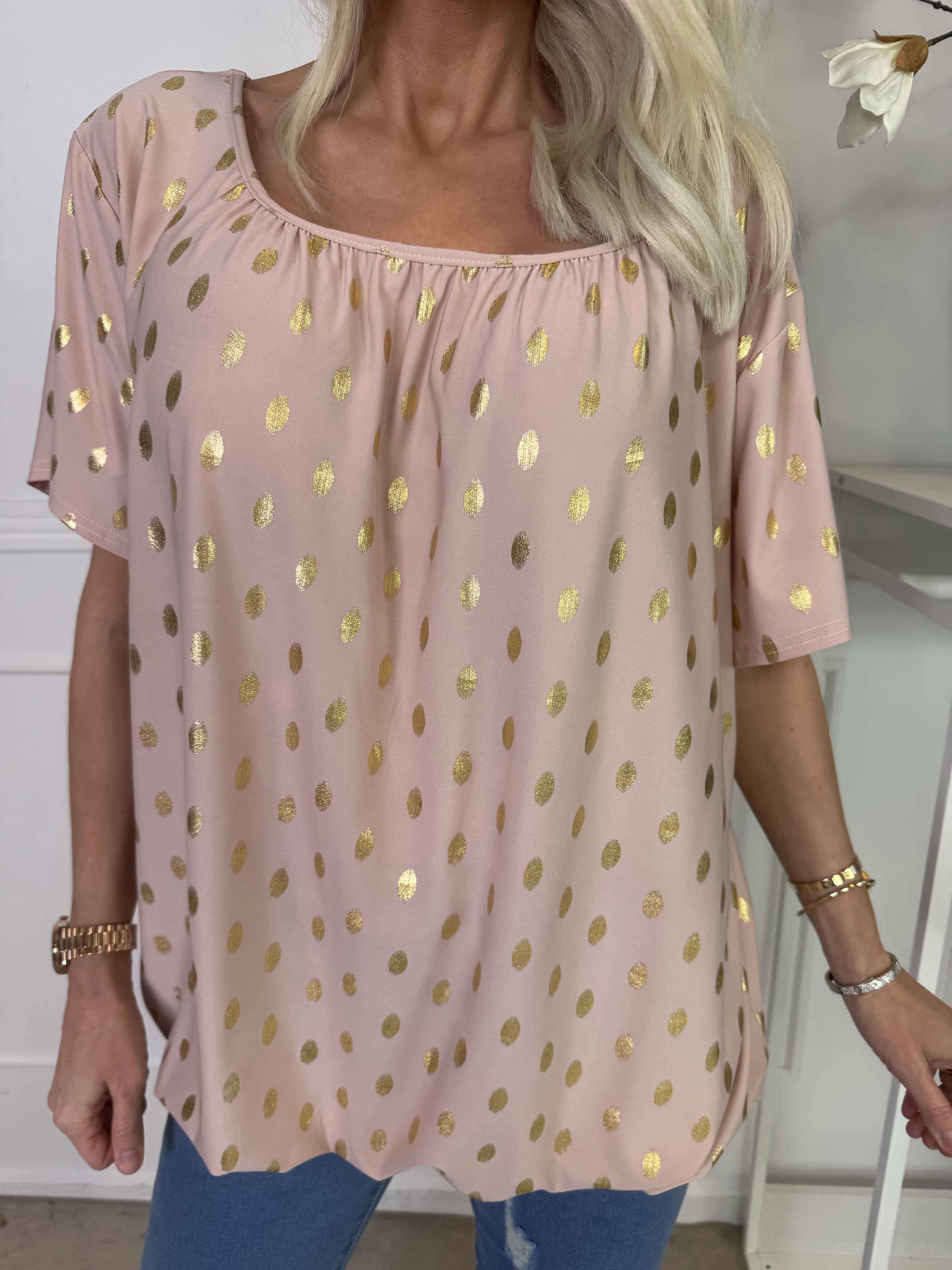 Miracle Dot T-shirt - Elastisk blus med guldprickar på