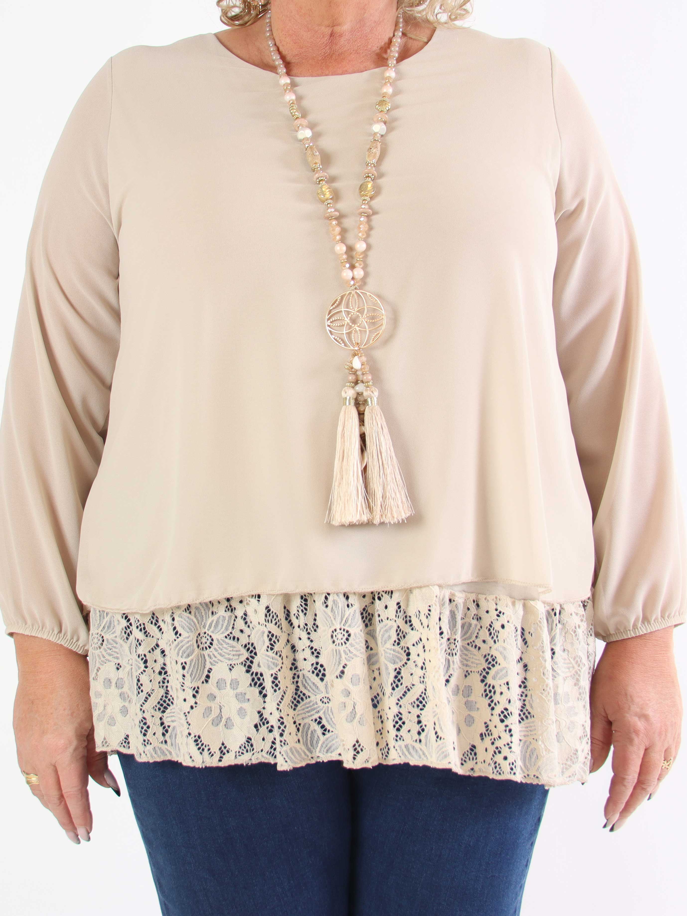Luby Lace - Plus size-tunika i chiffong med spets i nederkant