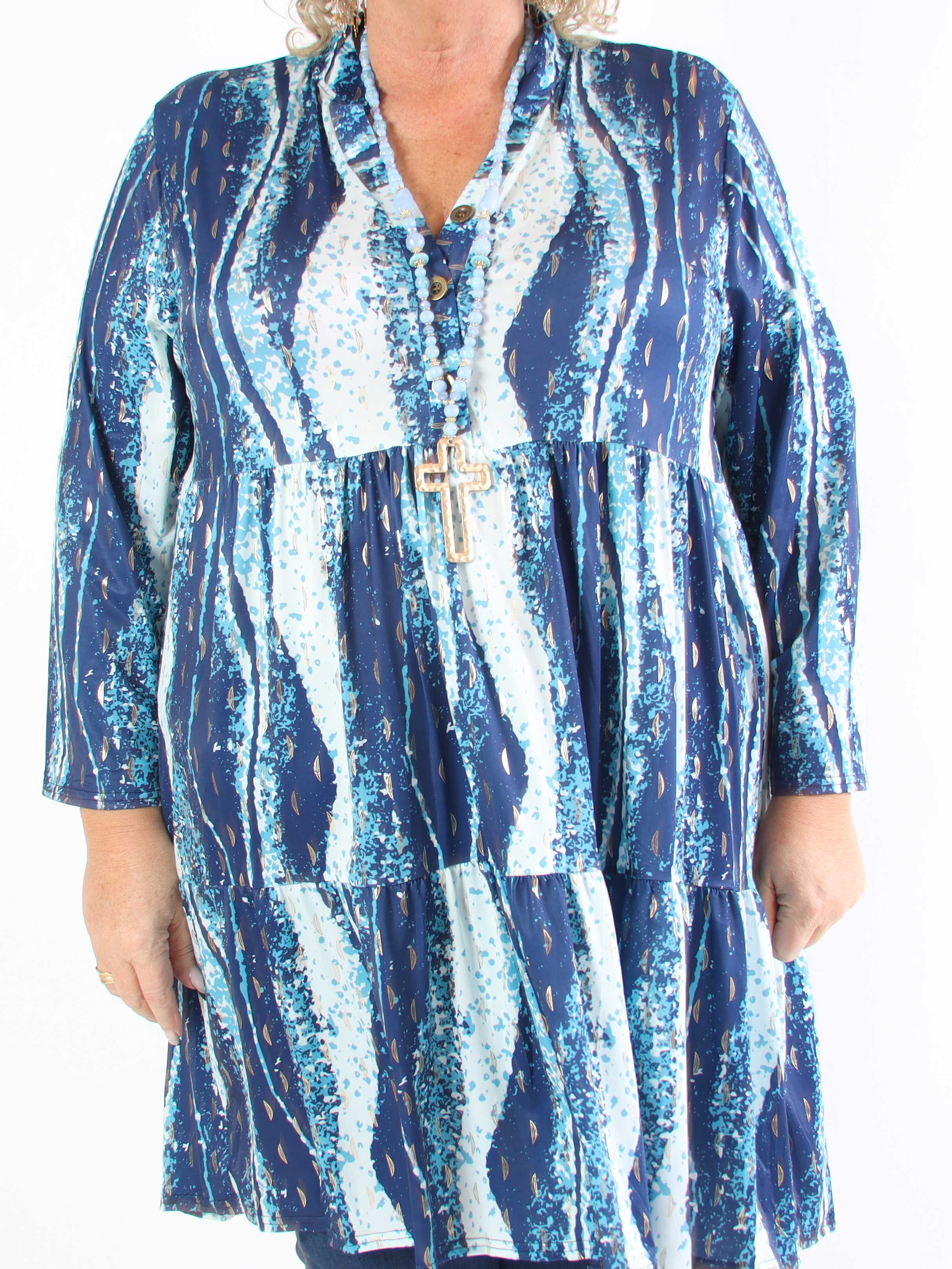 Milano Wave Midi - Plus size klänning med mönster och lager på lager look