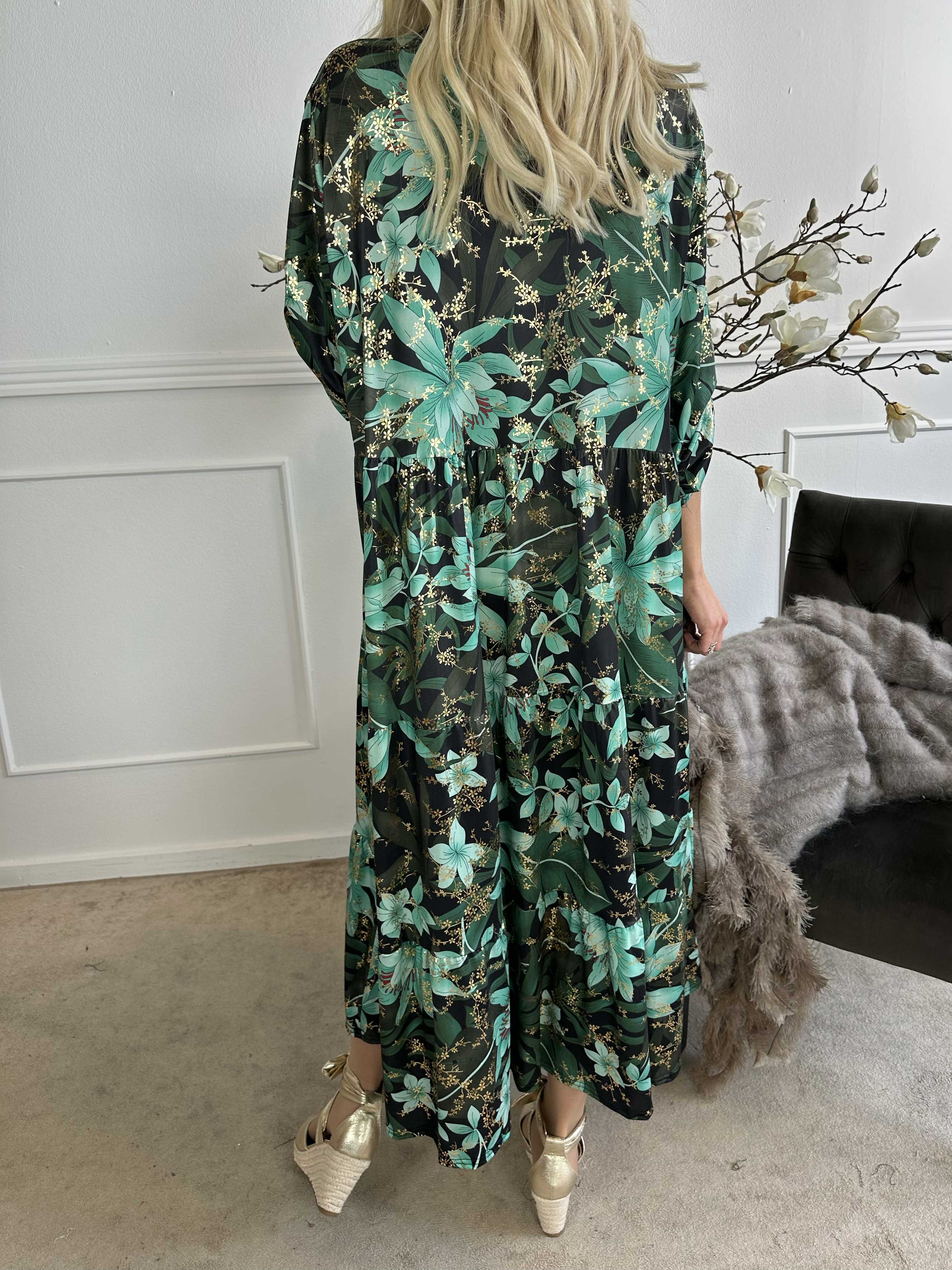 Milano Gold Flower - Lång klänning med lager på lager look