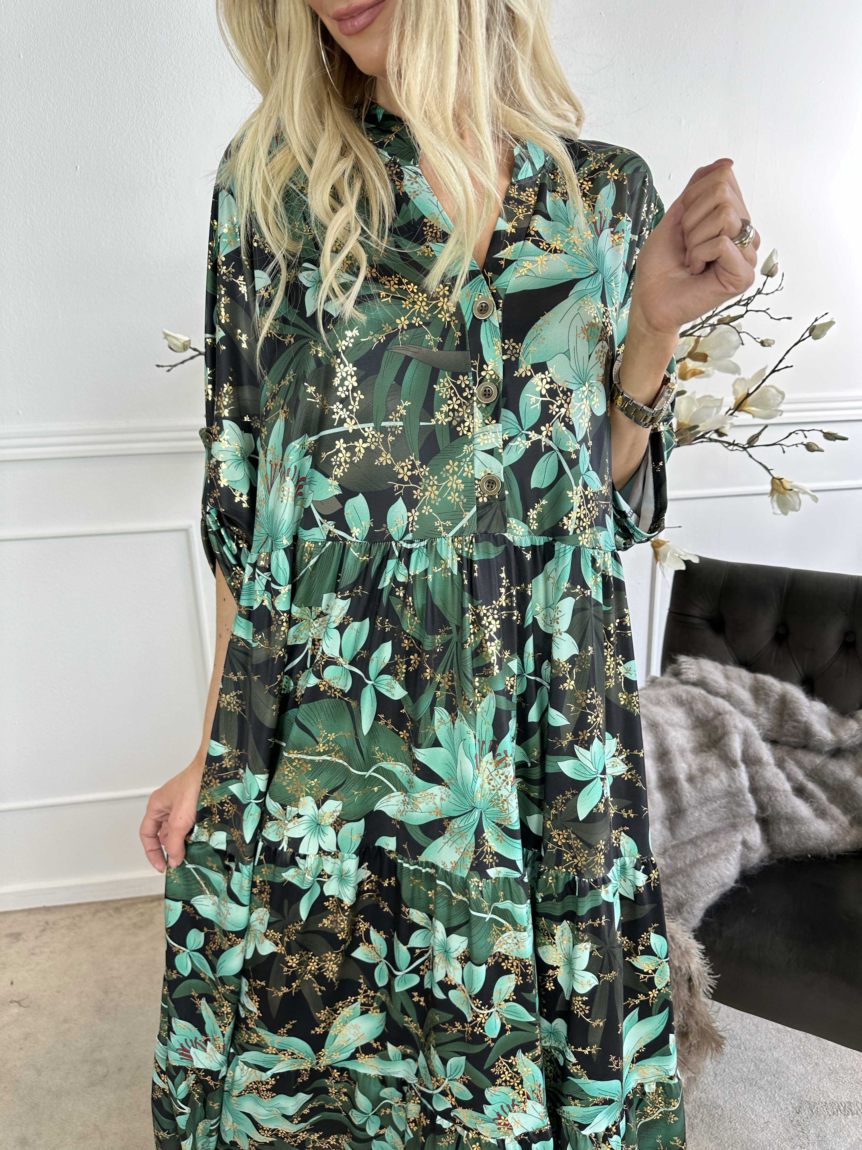 Milano Gold Flower - Lång klänning med lager på lager look