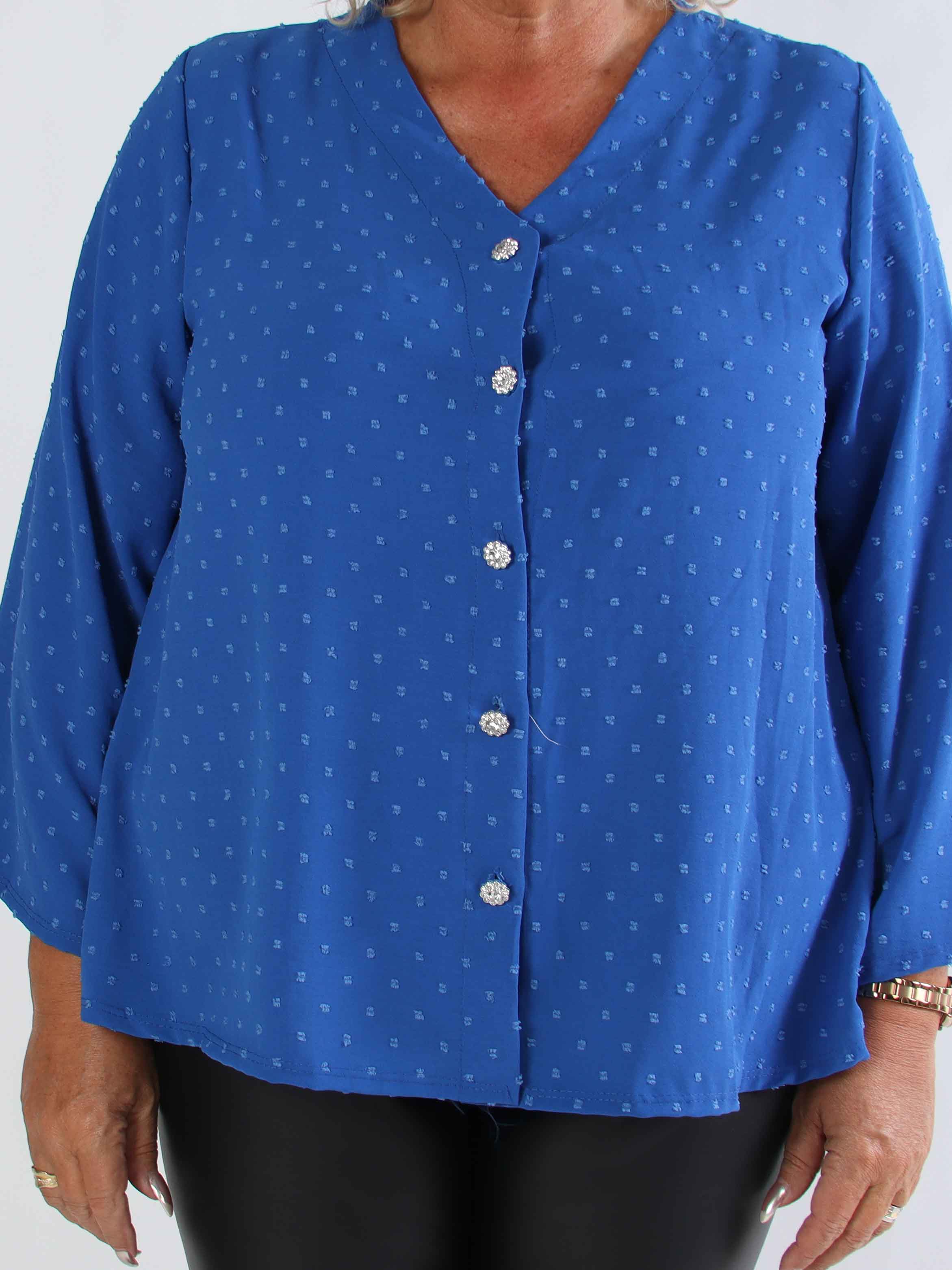 Iselin - Söt plus size tunika med prickiga detaljer och silverknappar